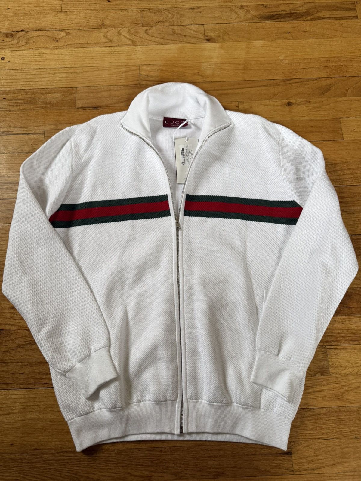 Gucci Gucci Waffle Knit Track Jacket with Web Size US M / EU 48-50 / 2 - 1 Thumbnail