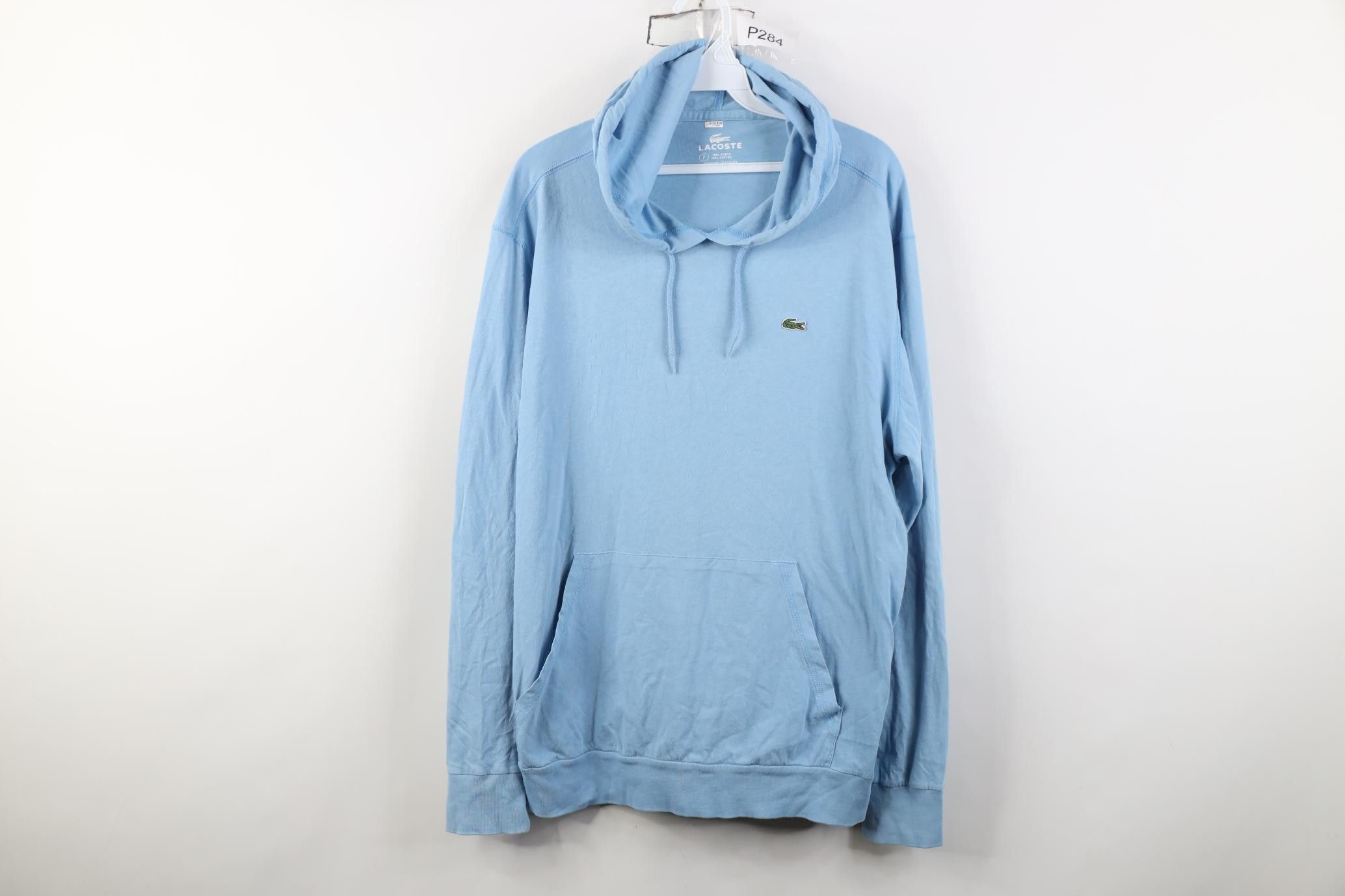 Lacoste Vintage Y2K Lacoste Logo Hoodie T-Shirt Carolina Blue Cotton Size US XL / EU 56 / 4 - 1 Thumbnail