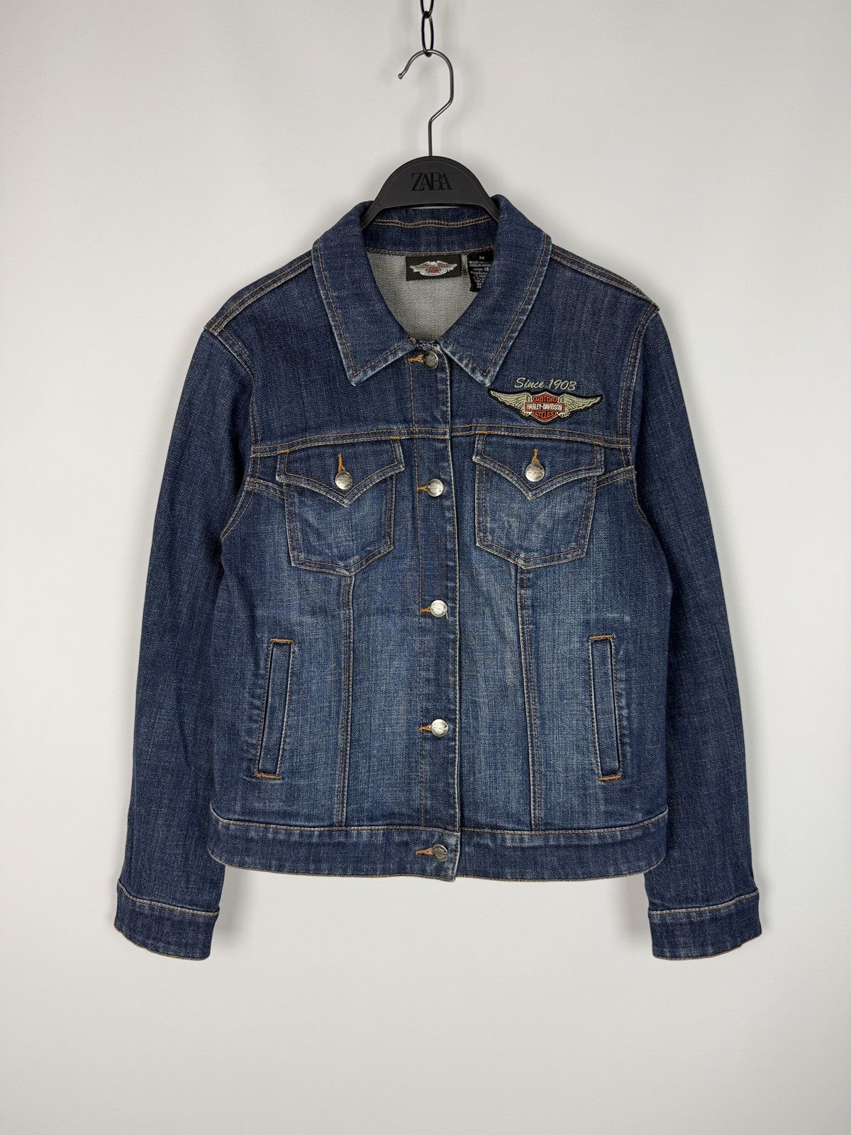 Harley Davidson Y2K Harley Davidson Logo Embroidery Denim Jacket Size M / US 6-8 / IT 42-44 - 3 Thumbnail