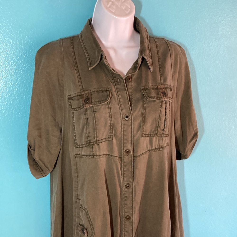 Anthropologie Anthropologie "Visit Mariona" Holding Horses Green Tencel Dr Size L / US 10 / IT 46 - 11 Thumbnail