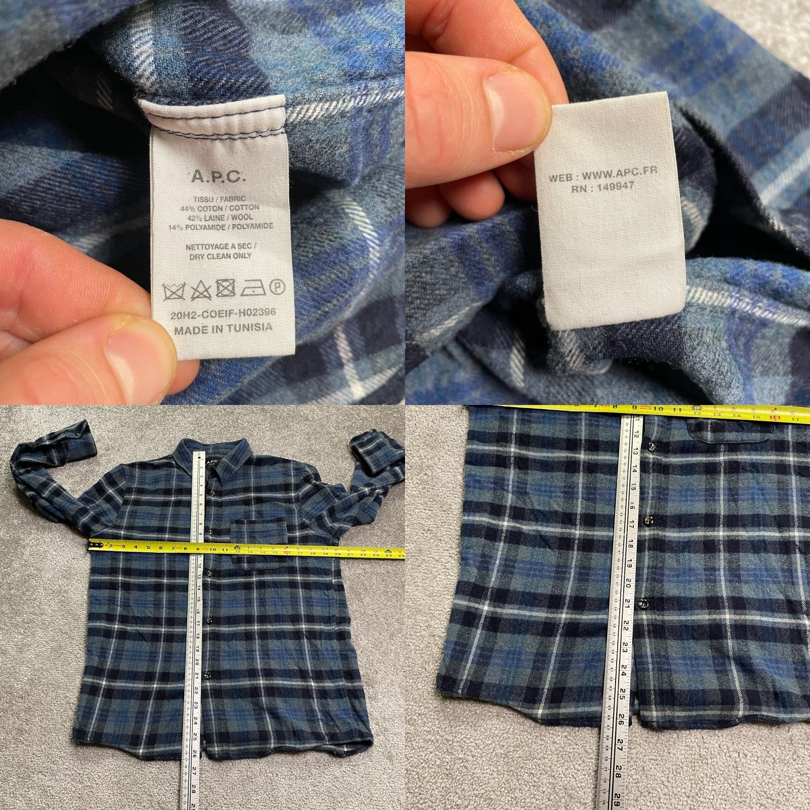 A.P.C. A.P.C. Wool Flannel Shirt Womens Small Blue Plaid Long Sleeve Button Down Casual Size S / US 4 / IT 40 - 8 Thumbnail