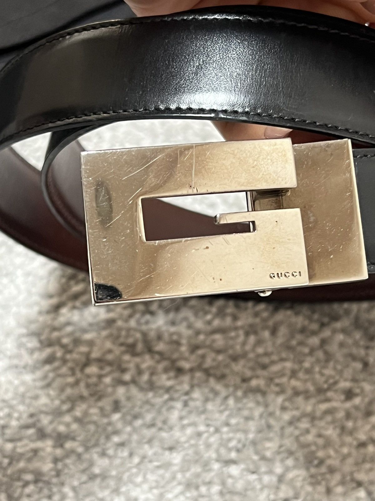 Gucci Gucci Square G Buckle Black Leather Belt Size ONE SIZE - 9 Thumbnail