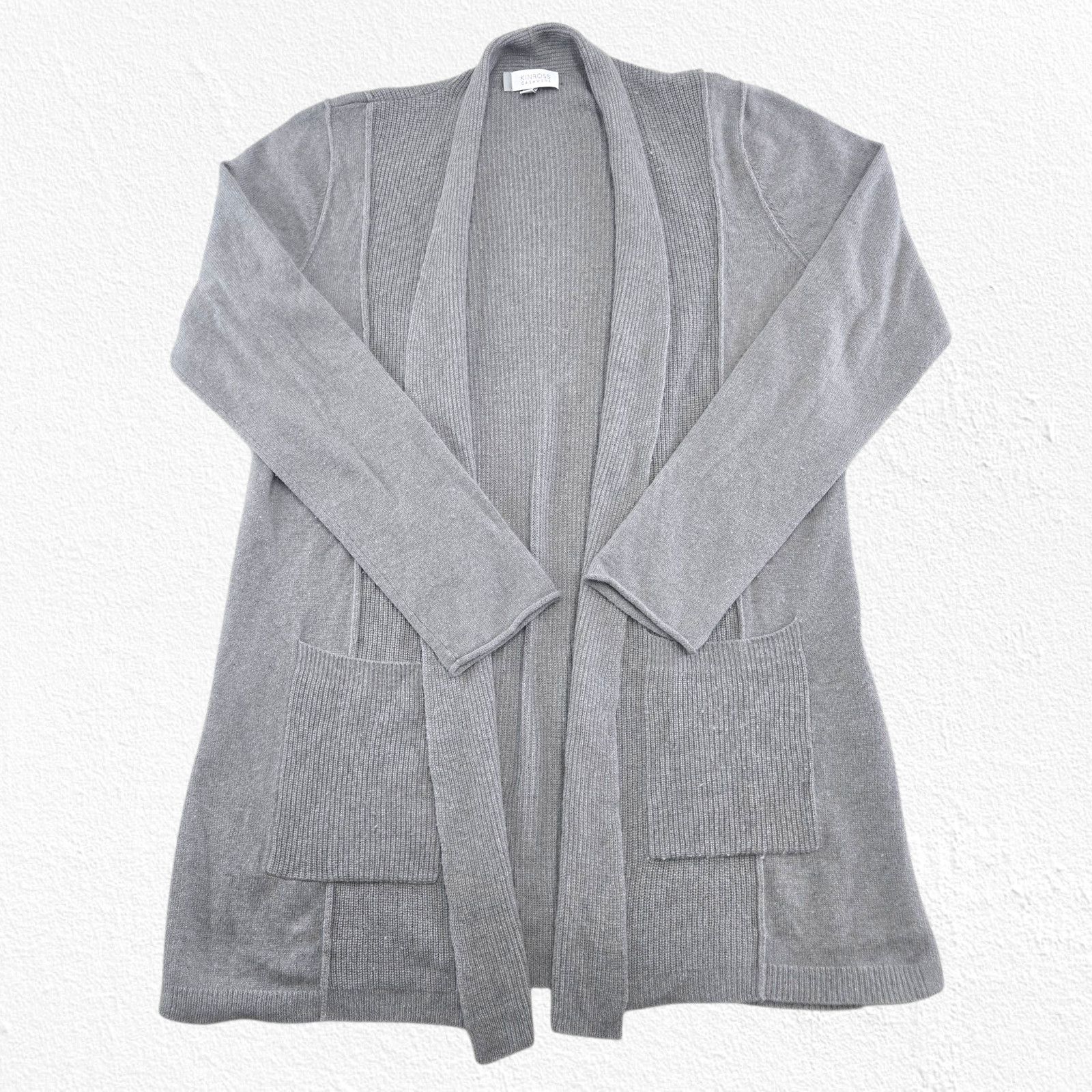 KINROSS Kinross 100% Cashmere Gray Open Front Cardigan Size Large Size L / US 10 / IT 46 - 2 Thumbnail