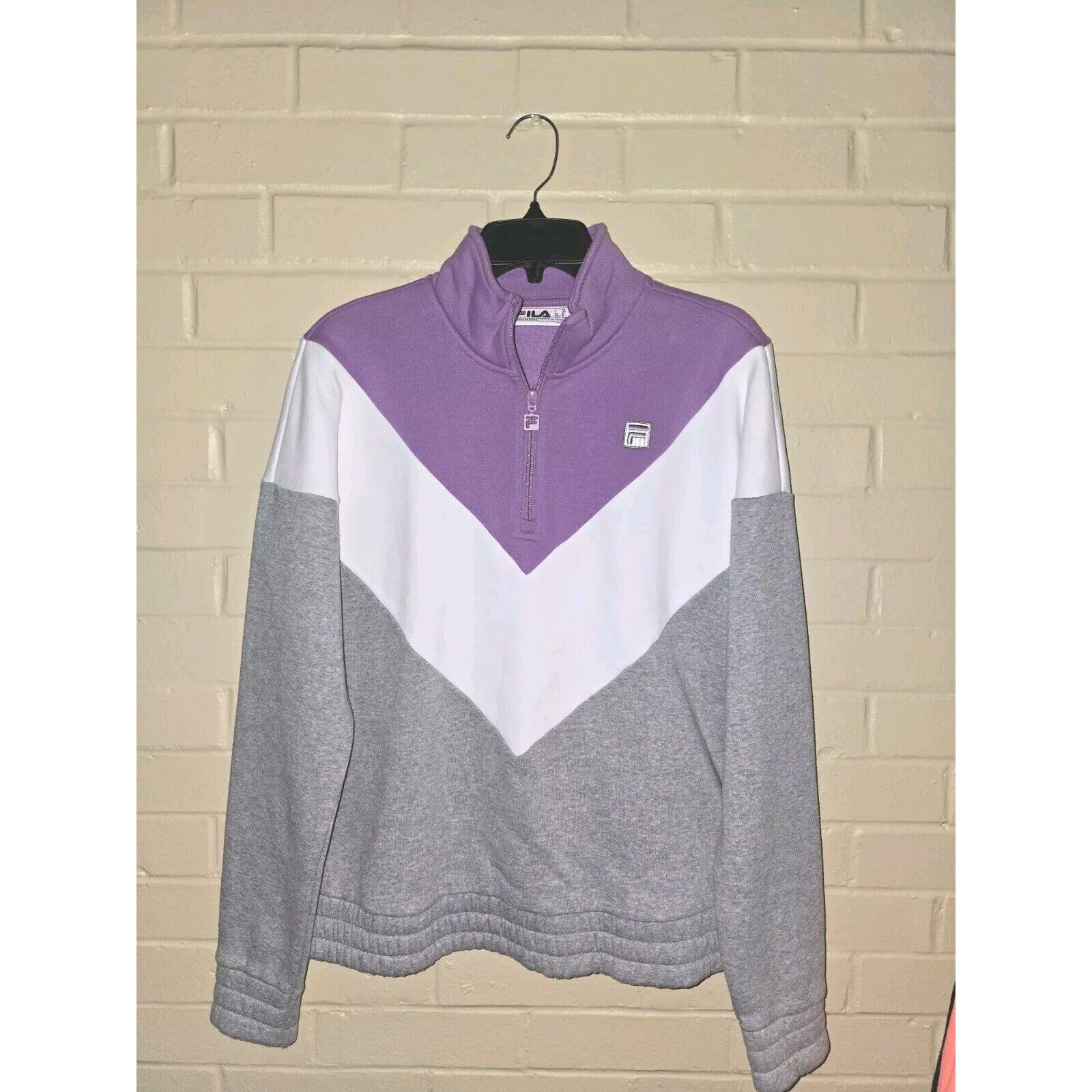 Fila FILA Women's 1/4 Zip Pullover Sweatshirt Chevron Fleece Sz M Size M / US 6-8 / IT 42-44 - 1 Thumbnail