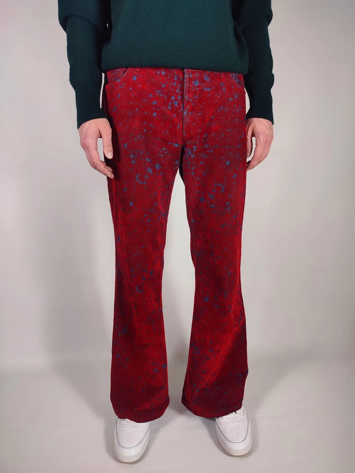 If Six Was Nine ATO The Kick Of Fashion Velour Flared Vampire Jeans Size US 33 - 3 Thumbnail