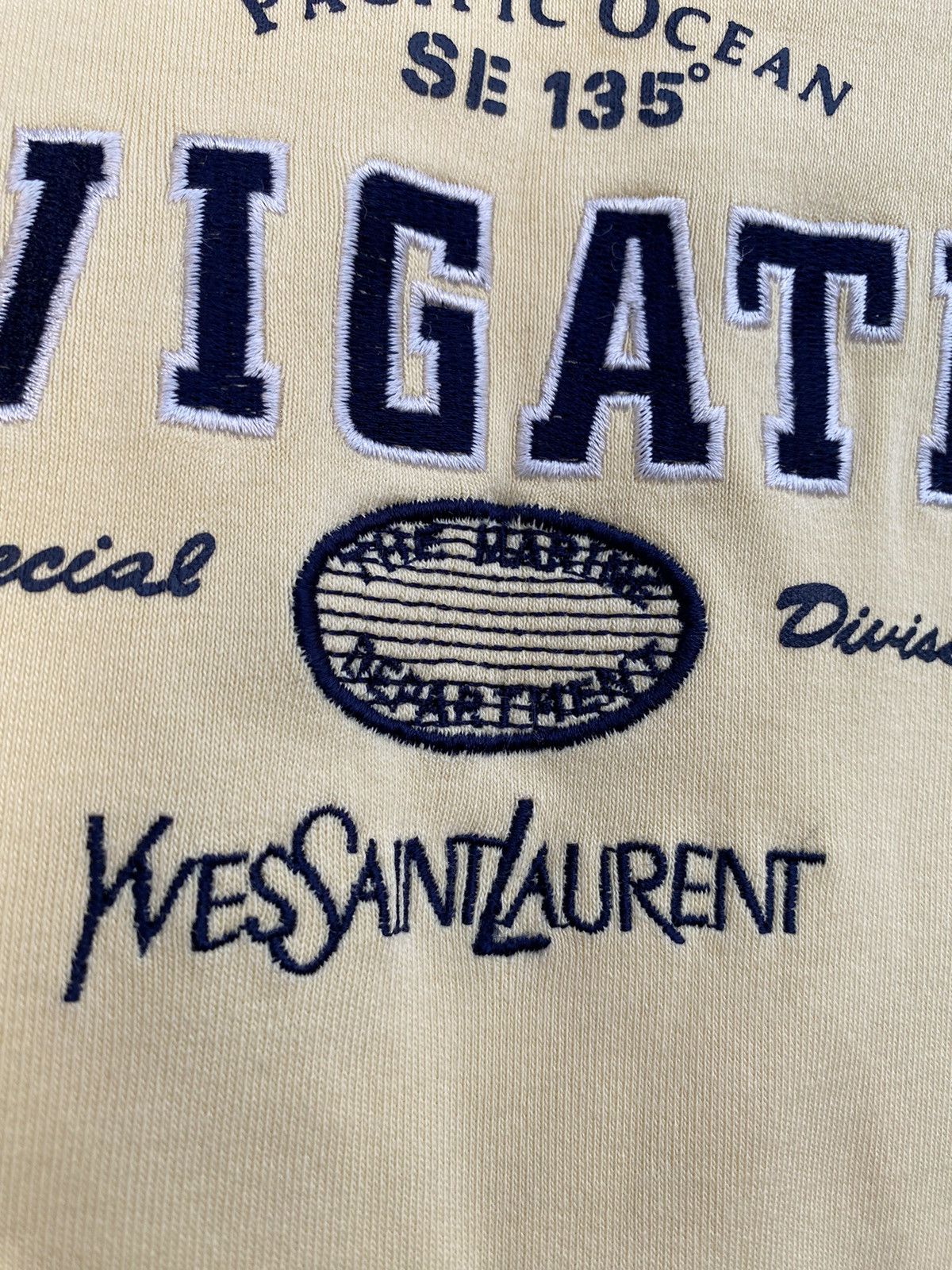 Yves Saint Laurent 90s YSL Sweatshirt Yellow Sweater Vintage Big Logo y2k Size US L / EU 52-54 / 3 - 3 Thumbnail