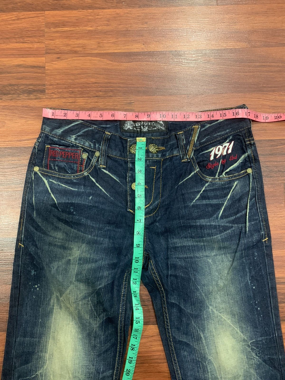 If Six Was Nine Red Pepper Embroidered Jeans Pants Size US 34 / EU 50 - 8 Thumbnail