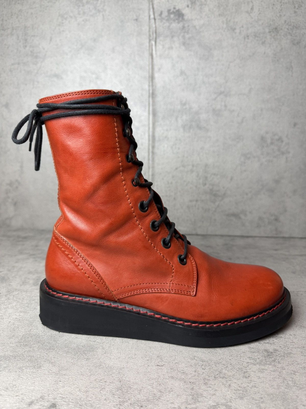 Ann Demeulemeester ANN DEMEULEMEESTER - OXBLOOD COMBAT BOOTS Size US 8 / IT 38 - 2 Thumbnail