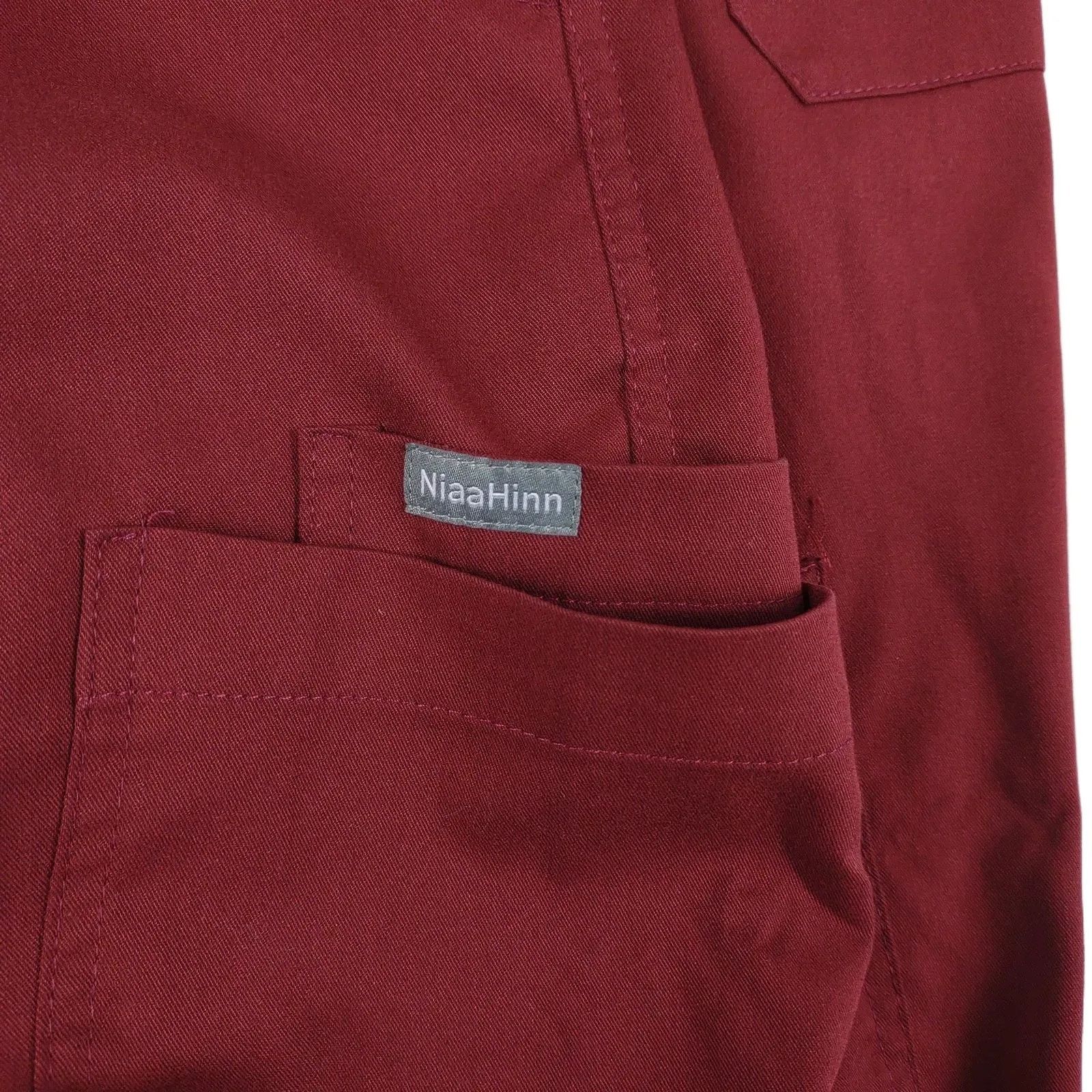 Other NiaaHinn Scrubs Burgundy Zipper Ankle Cargo Pocket Pants Size 32" / US 10 / IT 46 - 4 Thumbnail