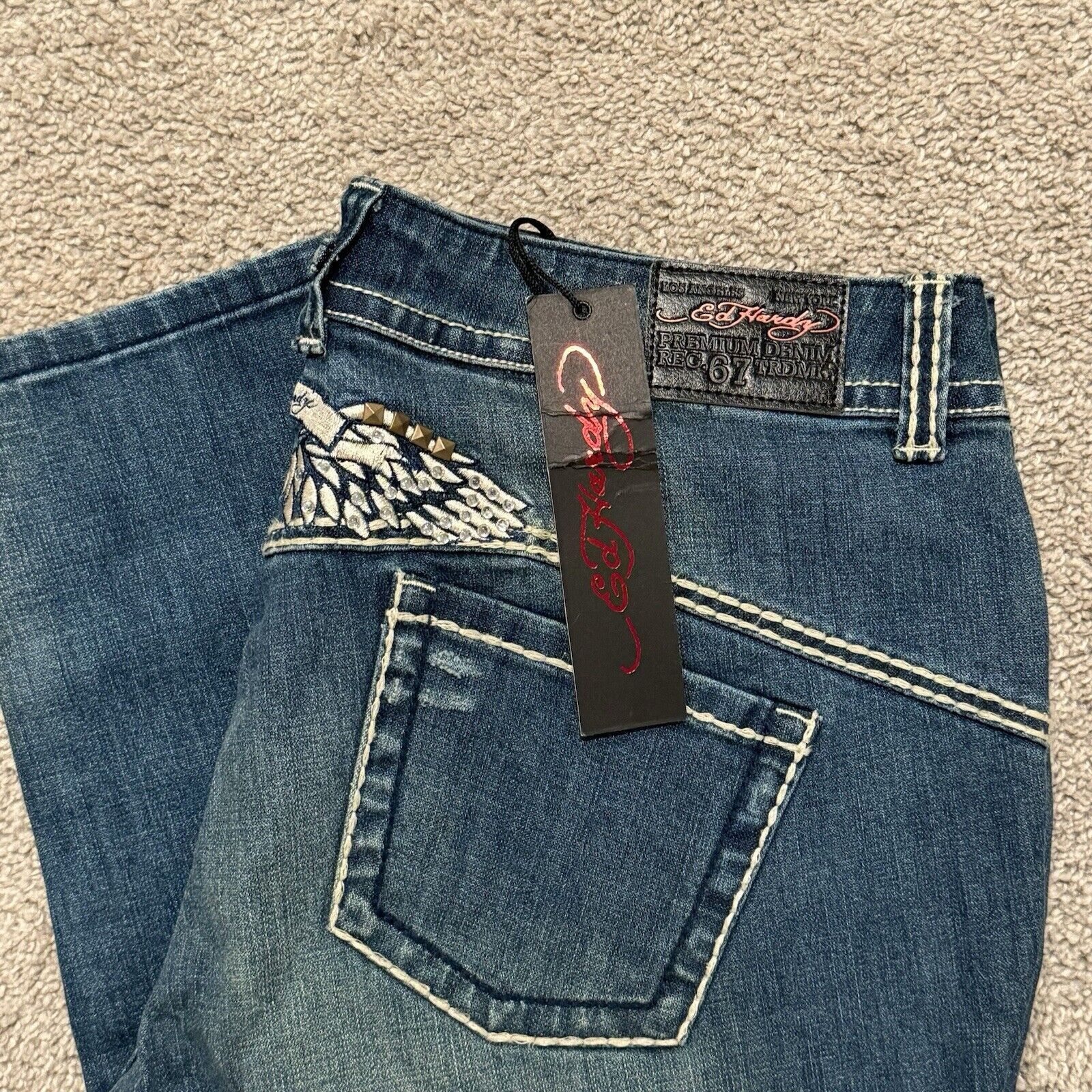 Ed Hardy Brand New Ed Hardy Wings Jeans Size 18 (36x32) Vintage Y2K Size 36" / US 14 / IT 50 - 2 Thumbnail