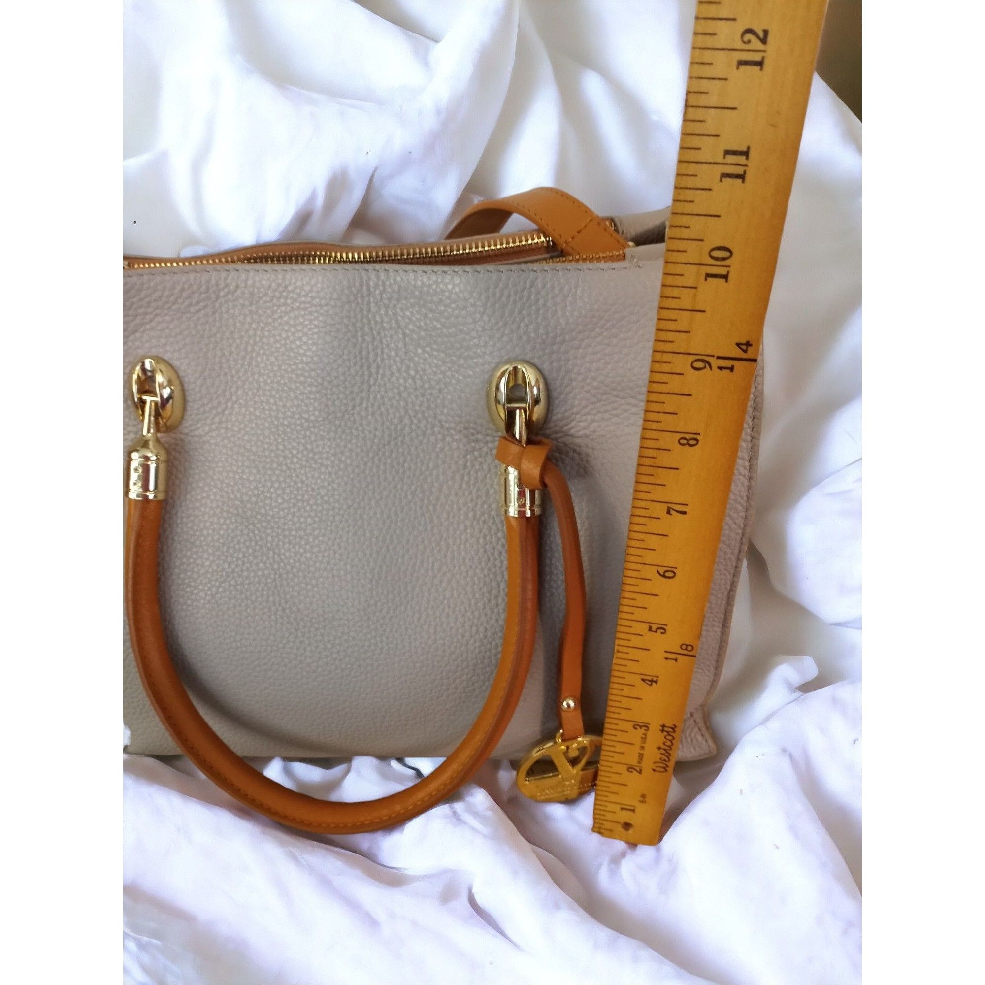 Designer Valentina Tradizone Italiana Beige Pebbled Leather Crossbody Size ONE SIZE - 14 Thumbnail