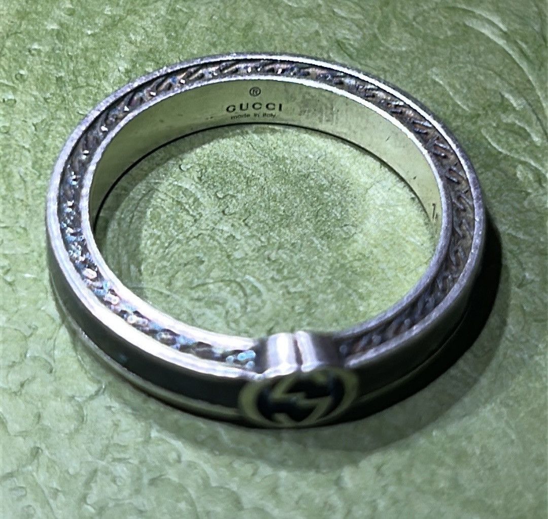 Gucci Gucci Interlocking G Enamel Thin Ring Black Ag925 Size ONE SIZE - 3 Thumbnail