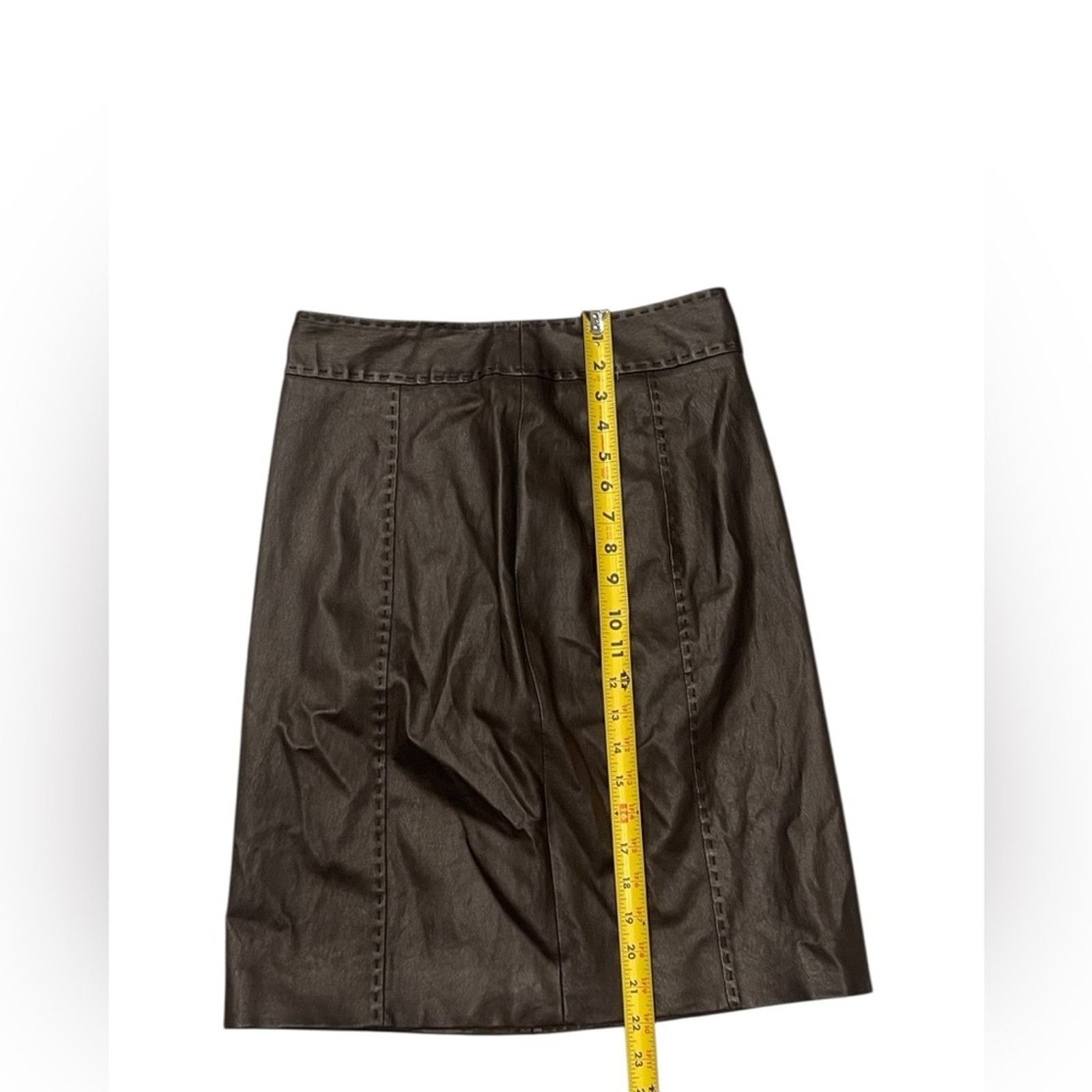 Kiton KITON Woman Dark Brown Faux Leather Skirt Size:46 Size 32" / US 10 / IT 46 - 9 Thumbnail