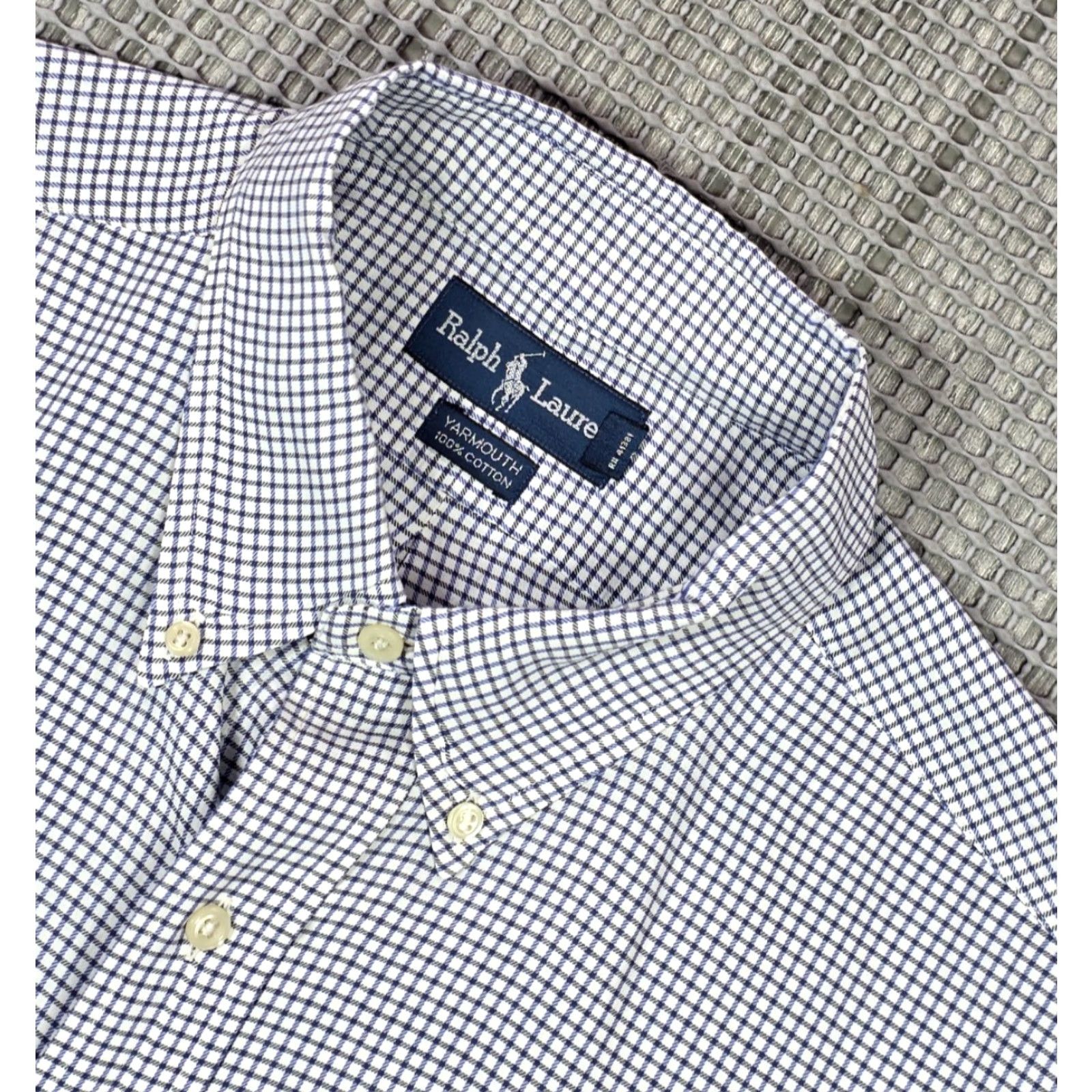 Polo Ralph Lauren VINTAGE Polo Ralph Lauren Shirt 17.5-32/33 Yarmouth Plaid Button-Up Long Sleeve Blue/White 90s OCBD Mens Size US XXL / EU 58 / 5 - 5 Thumbnail