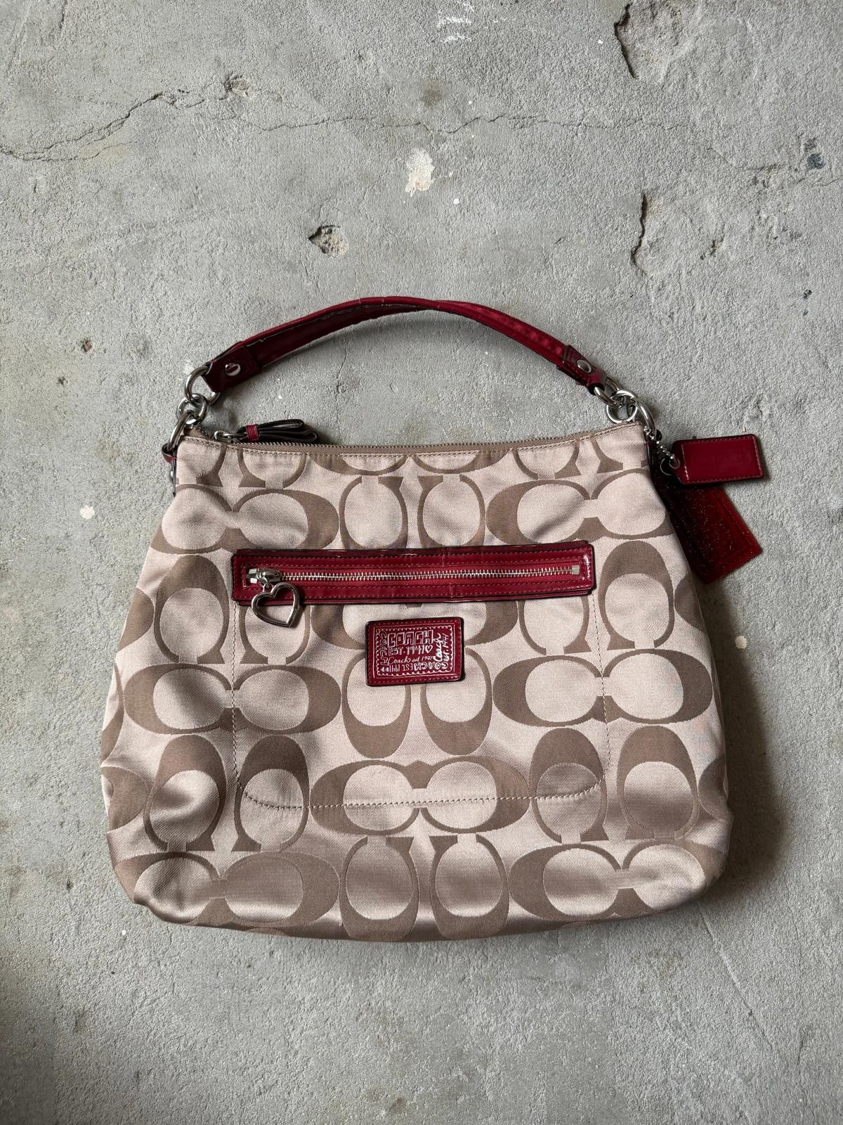 Coach Coach Signature Daisy Poppy Heart Shoulder Bag Beige/Red Size ONE SIZE - 1 Thumbnail