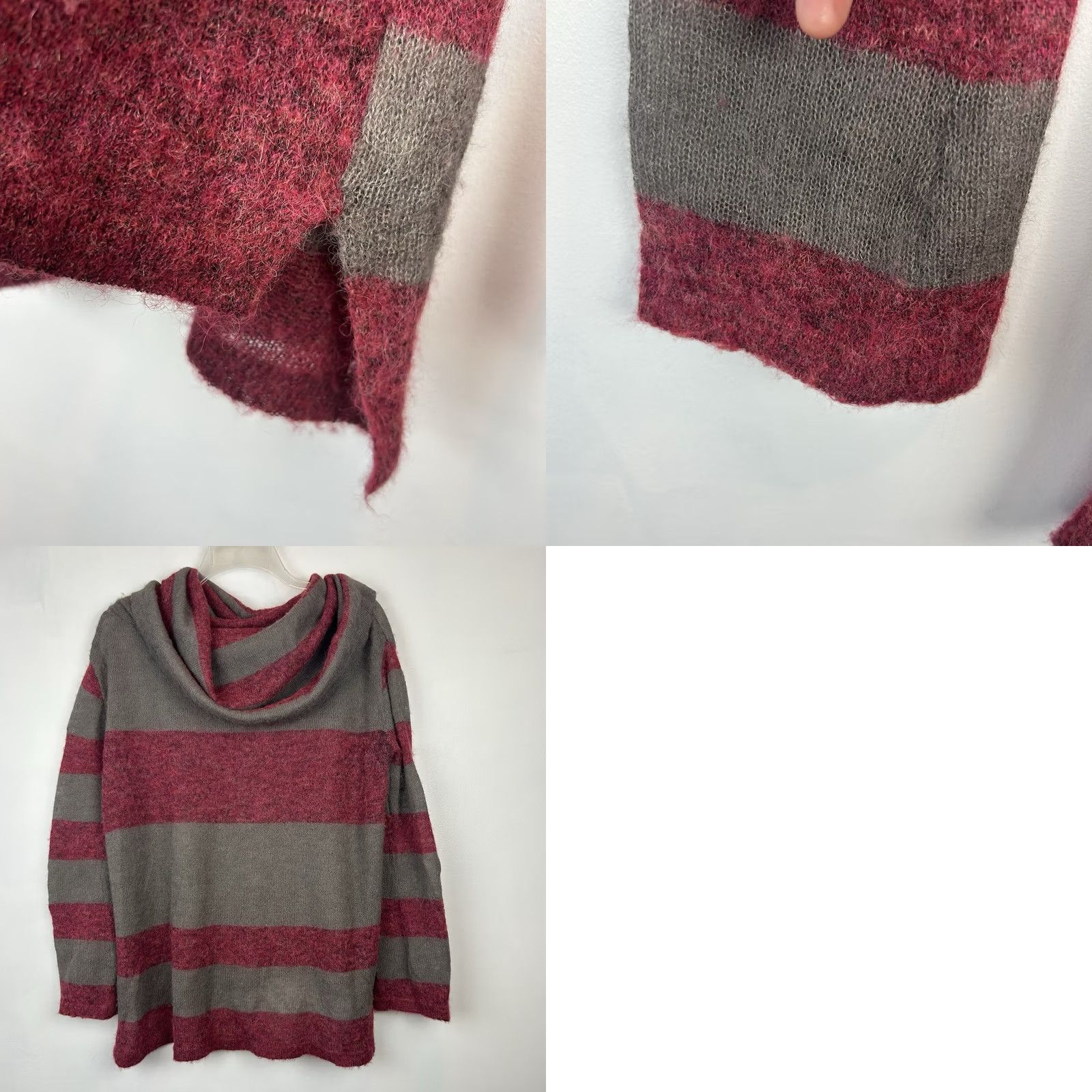 Free People Free People Sweater Womens M Cowl Neck Alpaca Blend Stripes Gray Soft Fall Size M / US 6-8 / IT 42-44 - 8 Thumbnail