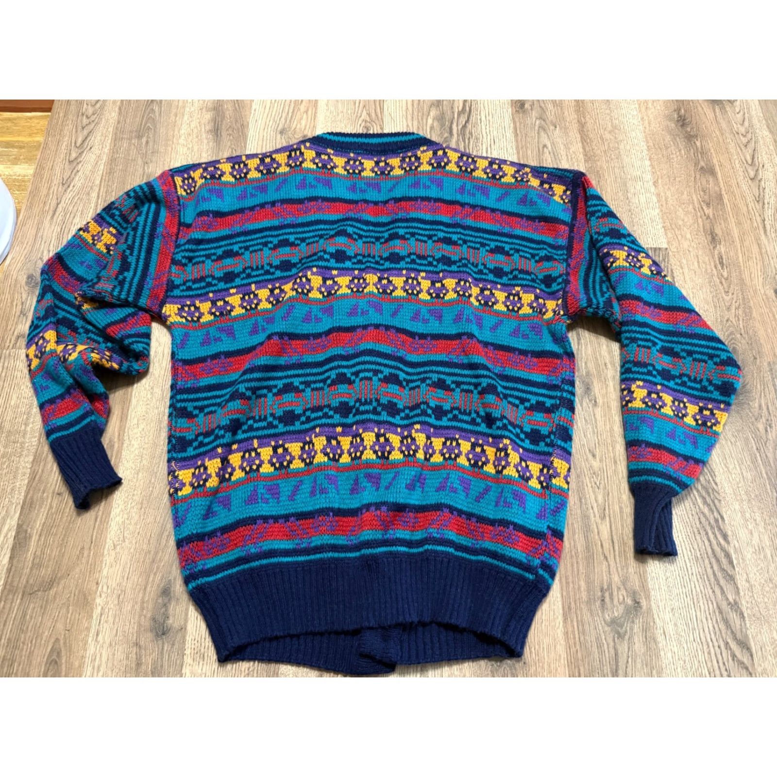 McGregor McGregor Sweater Mens Size Large Blue Purple Black Yellow Button Up Cardigan Knit MENS Cardigan Regular Fit Casual Season Fall Spring Summer Size US L / EU 52-54 / 3 - 2 Thumbnail