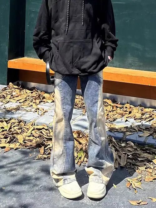 Japanese Brand × Jean Retro washed distressed patchwork yellow mud-dyed jeans Size US 32 / EU 48 - 3 Thumbnail