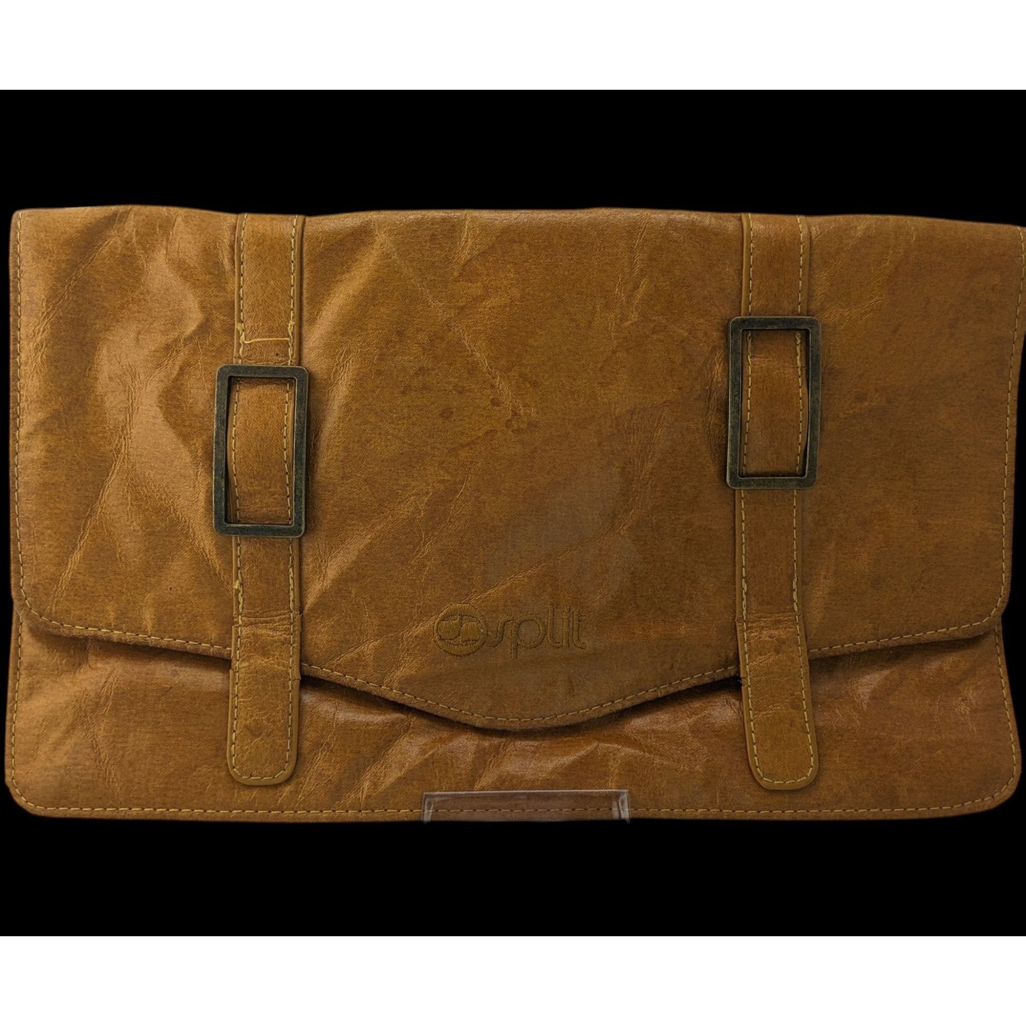 Split Retro Split Brown Faux Leather Clutch With Magnetic Closure Size ONE SIZE - 1 Thumbnail