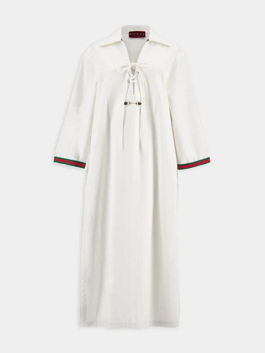 Gucci o1la5ras0526 GG Cotton Dress With Horsebit in White Size M / US 6-8 / IT 42-44 - 1 Thumbnail