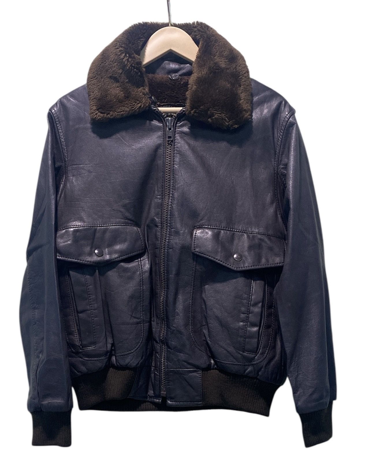 Vintage Sunbird Leather Bomber Jacket Sherling Made Japan