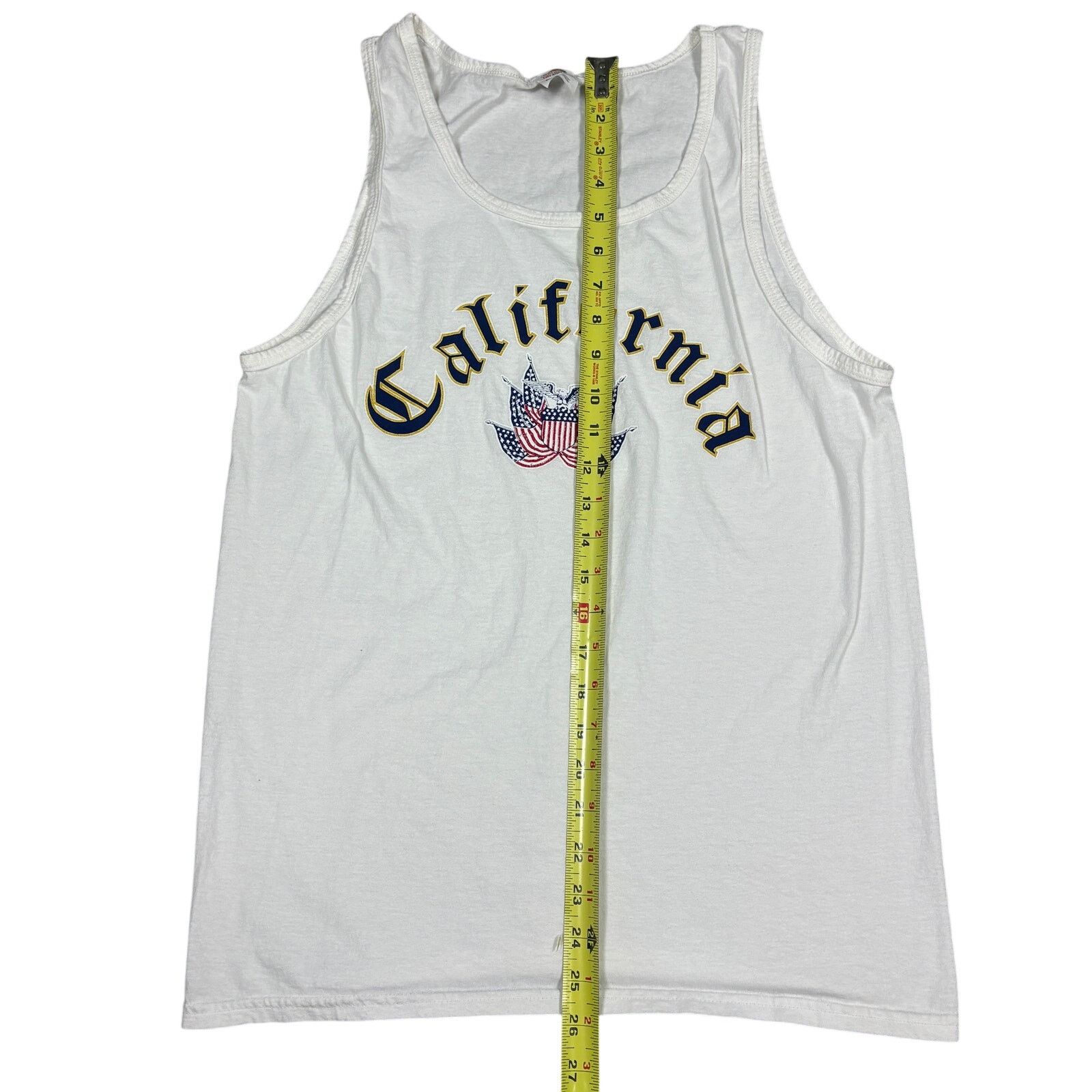 Fruit Of The Loom y2k 2000s california USA white tank top Medium beach summer Size US M / EU 48-50 / 2 - 6 Thumbnail