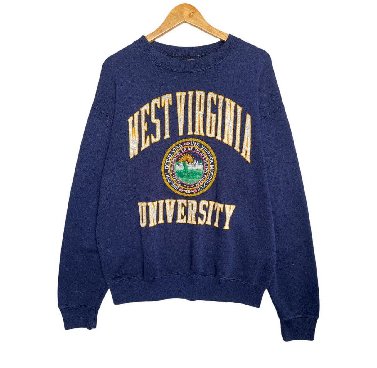 Vintage Vintage 90's West Virginia University Crewneck Sweatshirt Size US L / EU 52-54 / 3 - 1 Thumbnail