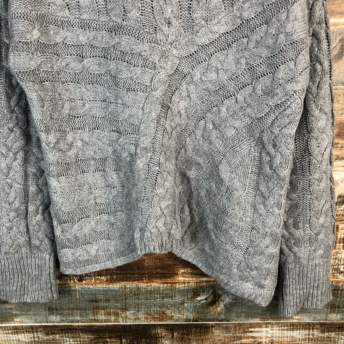 GU × Homespun Knitwear GU japan Grey cable Knitwear #A1787 Size L / US 10 / IT 46 - 6 Thumbnail