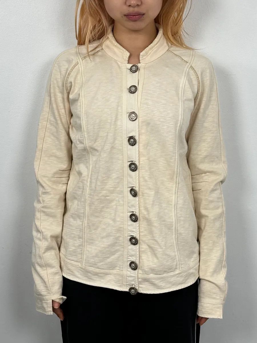 Marithe + Francois Girbaud 2000s Marithé + François Girbaud Creamy Beige Buttoned Cardigan Size M / US 6-8 / IT 42-44 - 2 Thumbnail