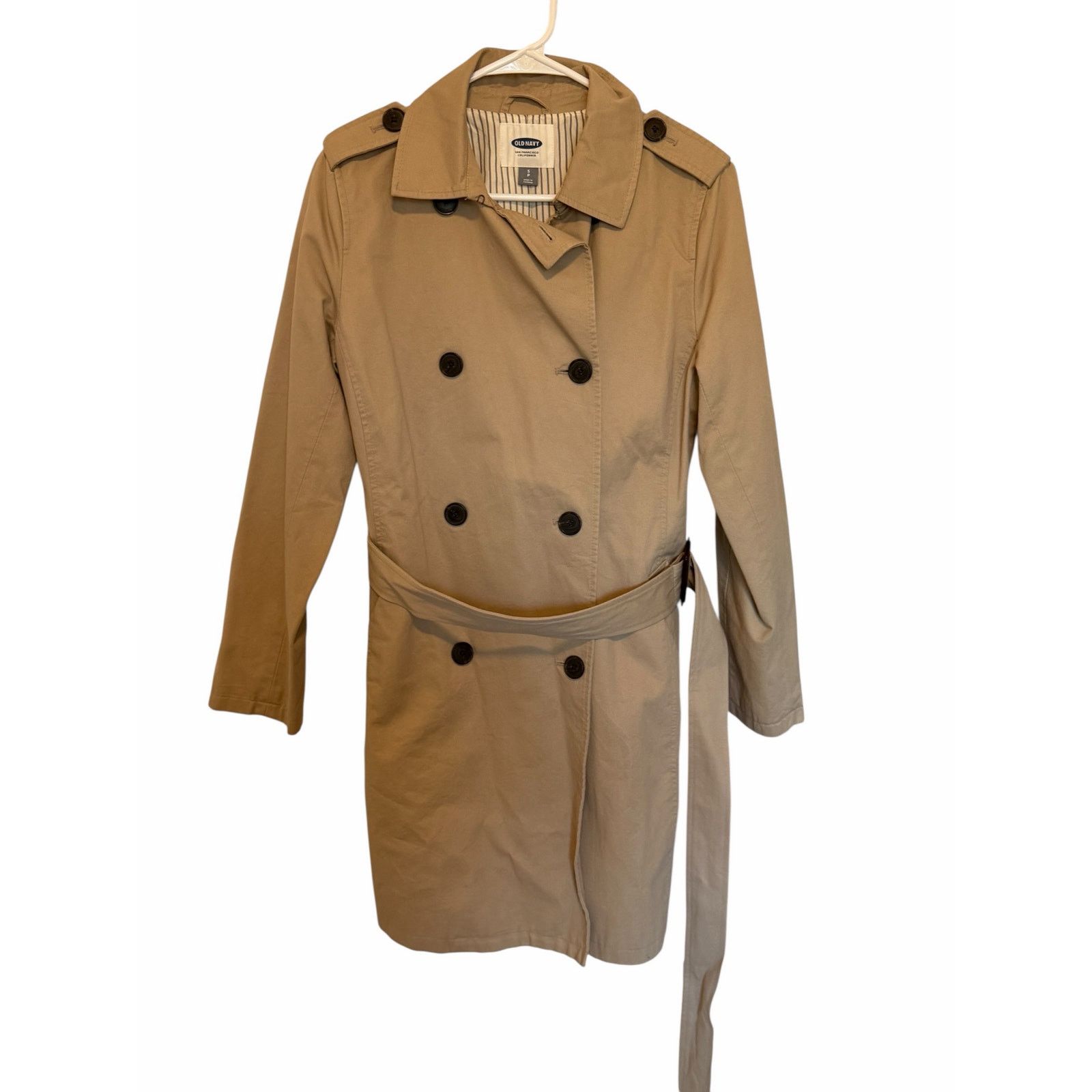 Old Navy Old Navy Tan Long Sleeve Button Water-Resistant Trench Coat Size S / US 4 / IT 40 - 2 Thumbnail