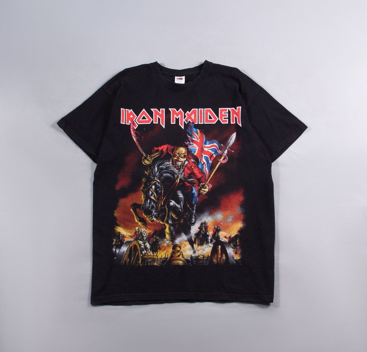 Iron Maiden 2014 Vintage Metal Black Rock Tour Tee T Shirt L