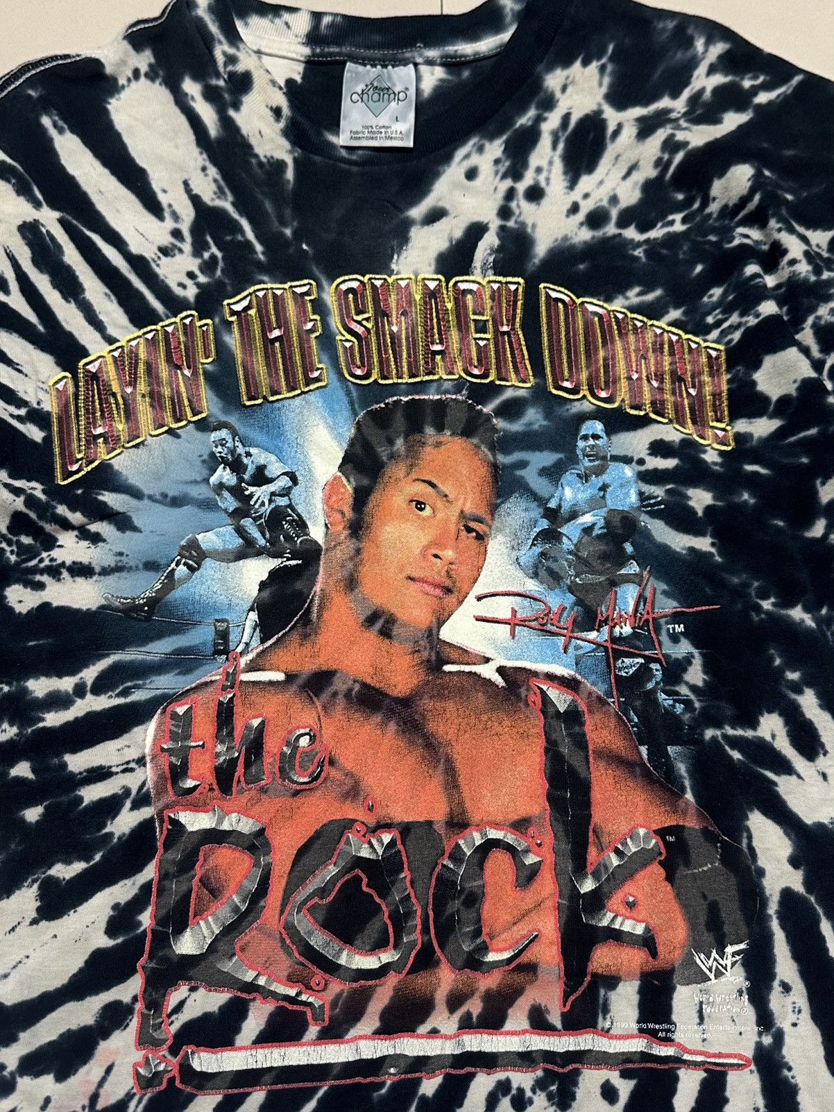 Vintage × WWF 💥HOT ITEM💥 VINTAGE 1999s WF THE ROCK TYE DYE Size US L / EU 52-54 / 3 - 4 Thumbnail