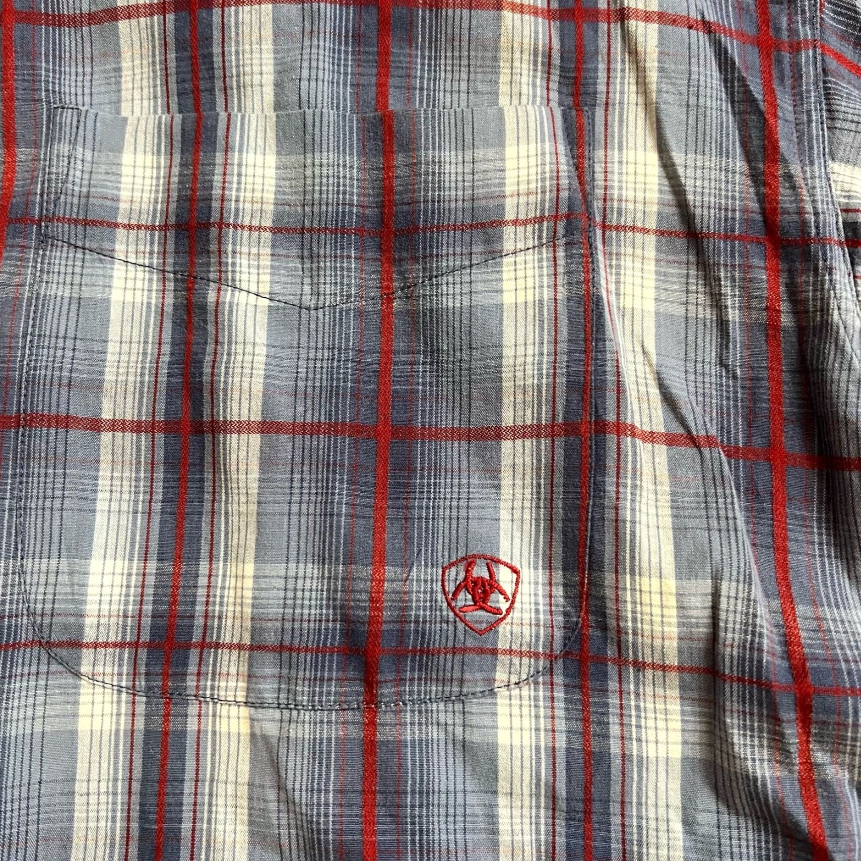 Ariat Ariat Shirt Mens Large Plaid Button Blue Red Long Sleeve Western L Mens Blue Red Plaid Button-Up Shirt Size US L / EU 52-54 / 3 - 2 Thumbnail