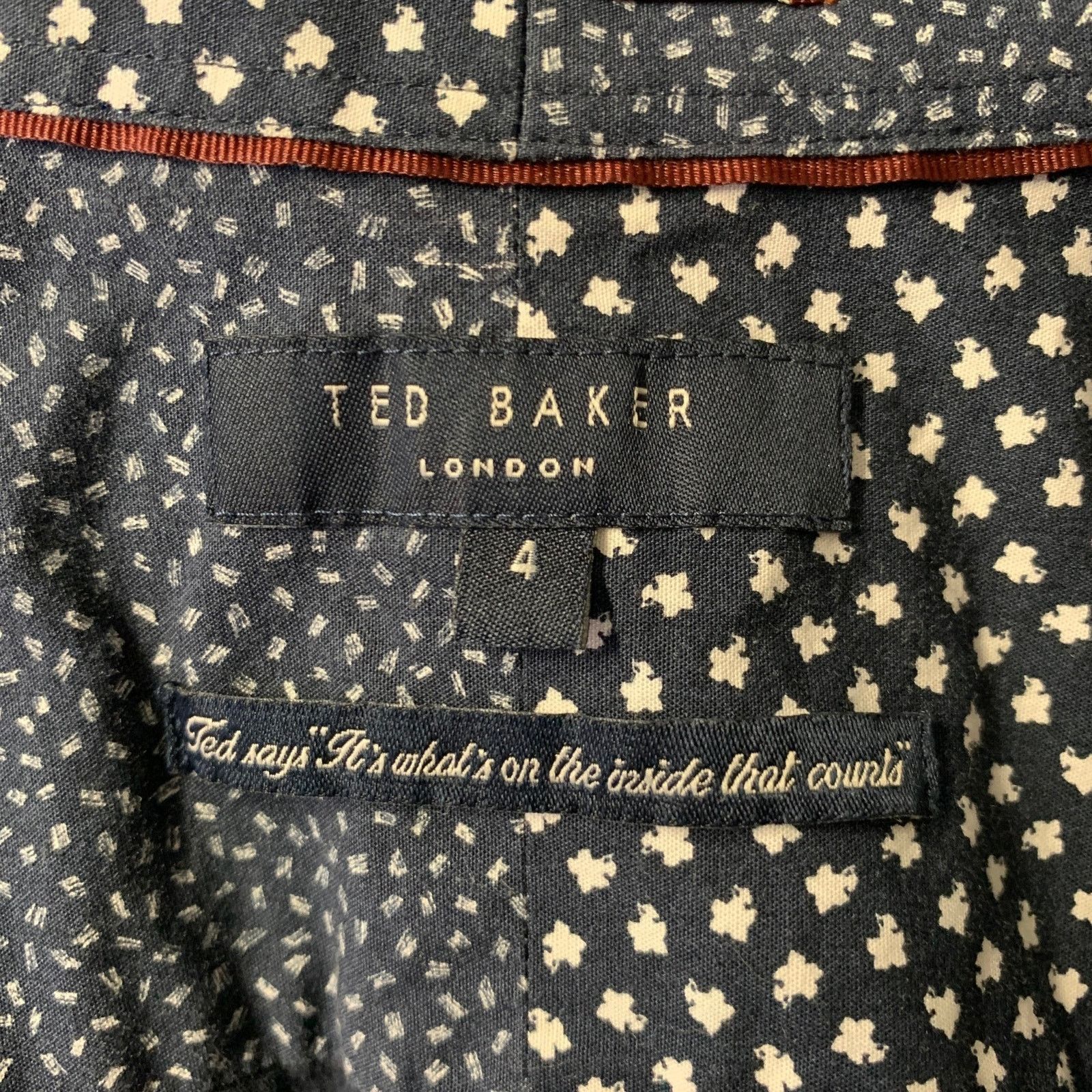 Ted Baker TED BAKER Size S Navy Cotton Blend Button Down LS Shirt Size US S / EU 44-46 / 1 - 6 Thumbnail