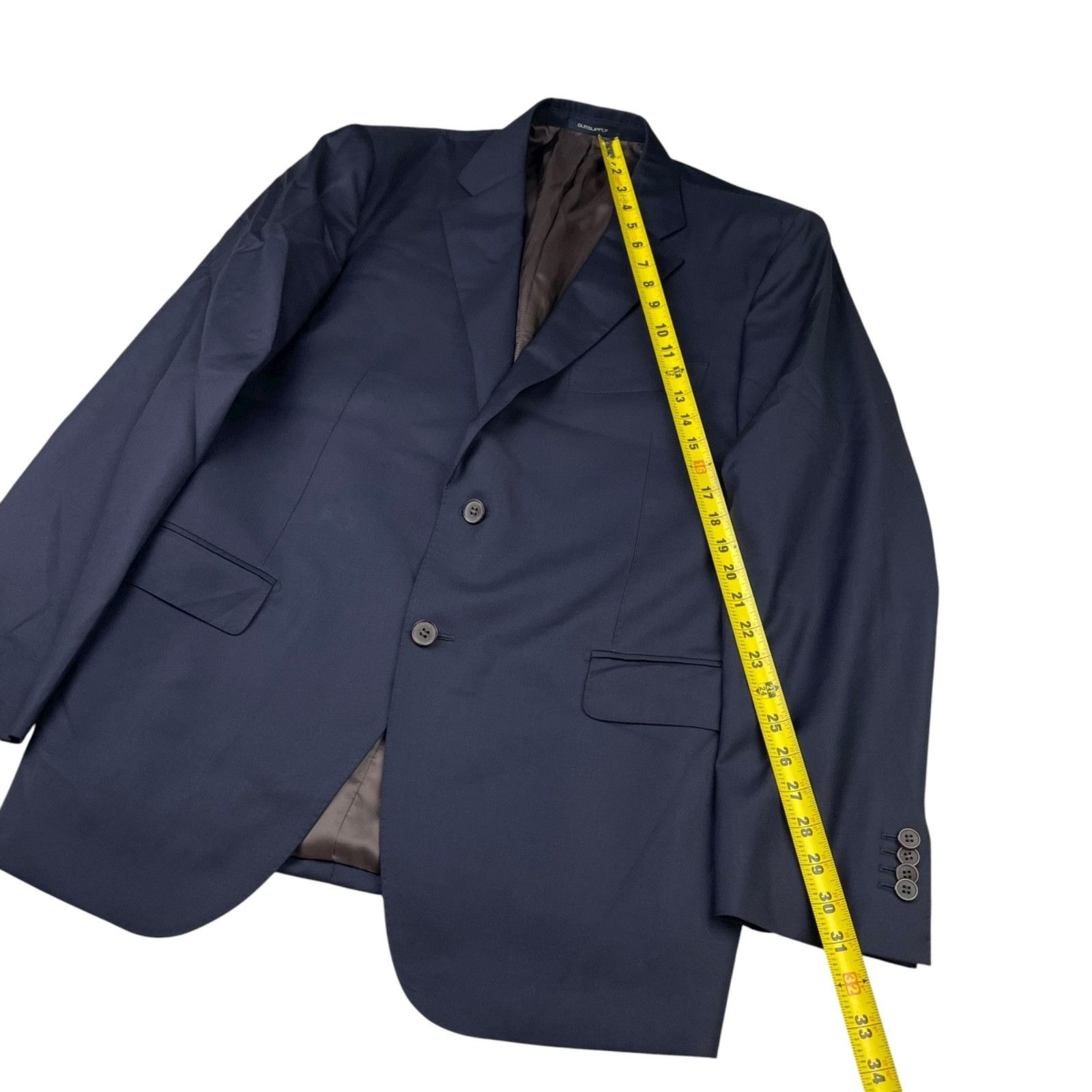 Suitsupply SuitSupply Men’s Napoli Reda Wool 2-Button Blazer Navy Blue Size 46R - 13 Thumbnail