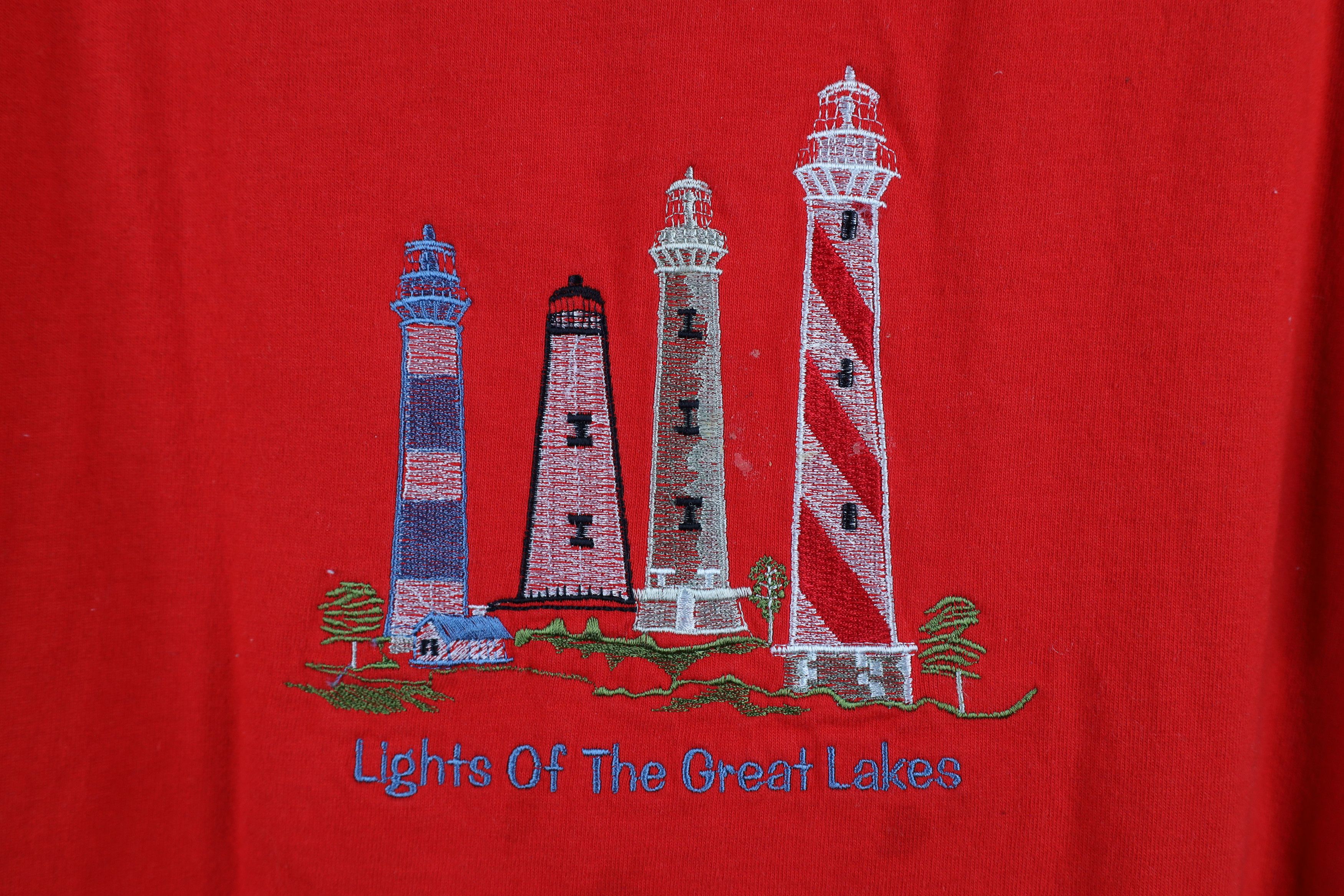 Vintage Vintage 90s Streetwear of the Great Lakes Lighthouse T-Shirt Size US L / EU 52-54 / 3 - 4 Thumbnail