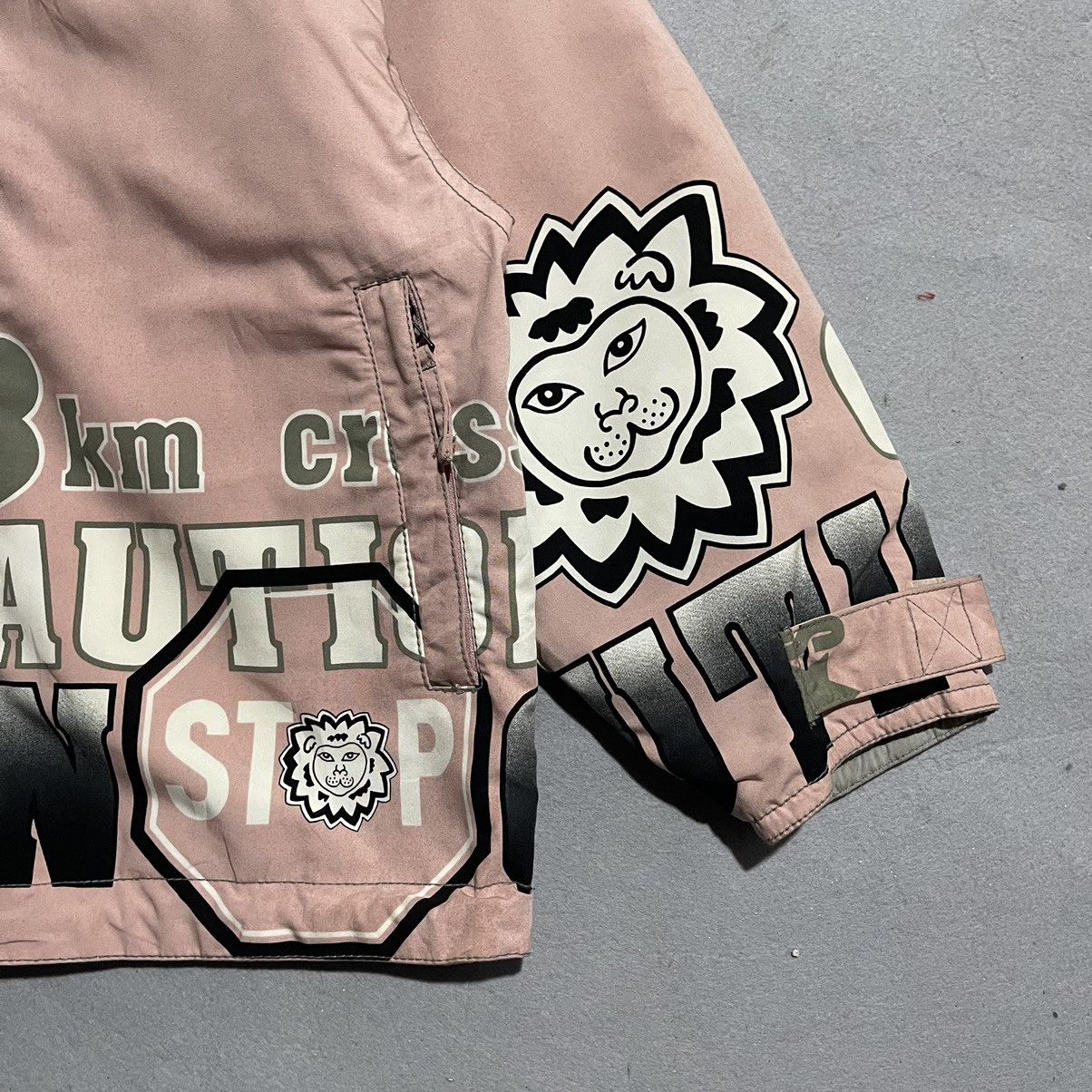 Phenix Vintage 90s Phenix Graphic Ski Jacket Pink Caution Print Size L / US 10 / IT 46 - 3 Thumbnail