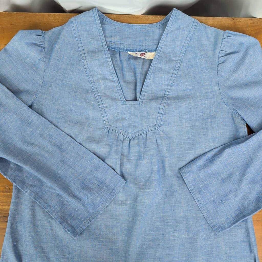 Levi's × Vintage 70's Levi's Chambray Peasant Top Size M / US 6-8 / IT 42-44 - 3 Thumbnail