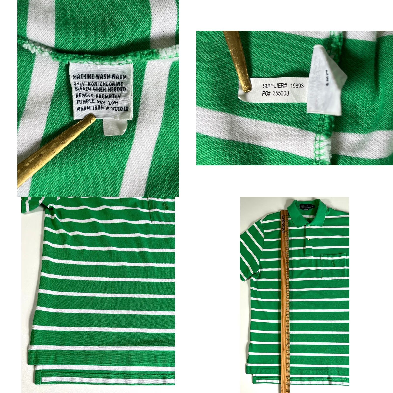 Polo Ralph Lauren Polo Ralph Lauren Polo Shirt Striped Mens Short Sleeve Polo Shirt Sz M Vintage Green White Embroidered Logo Size US M / EU 48-50 / 2 - 8 Thumbnail