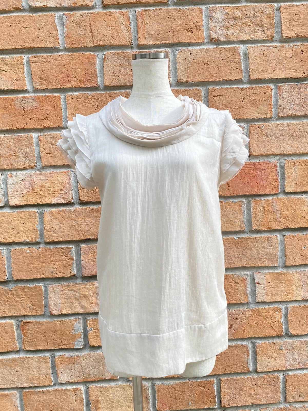 Lanvin LANVIN Cream Layered Ruffled Neckline Blouse Size XS / US 0-2 / IT 36-38 - 10 Thumbnail