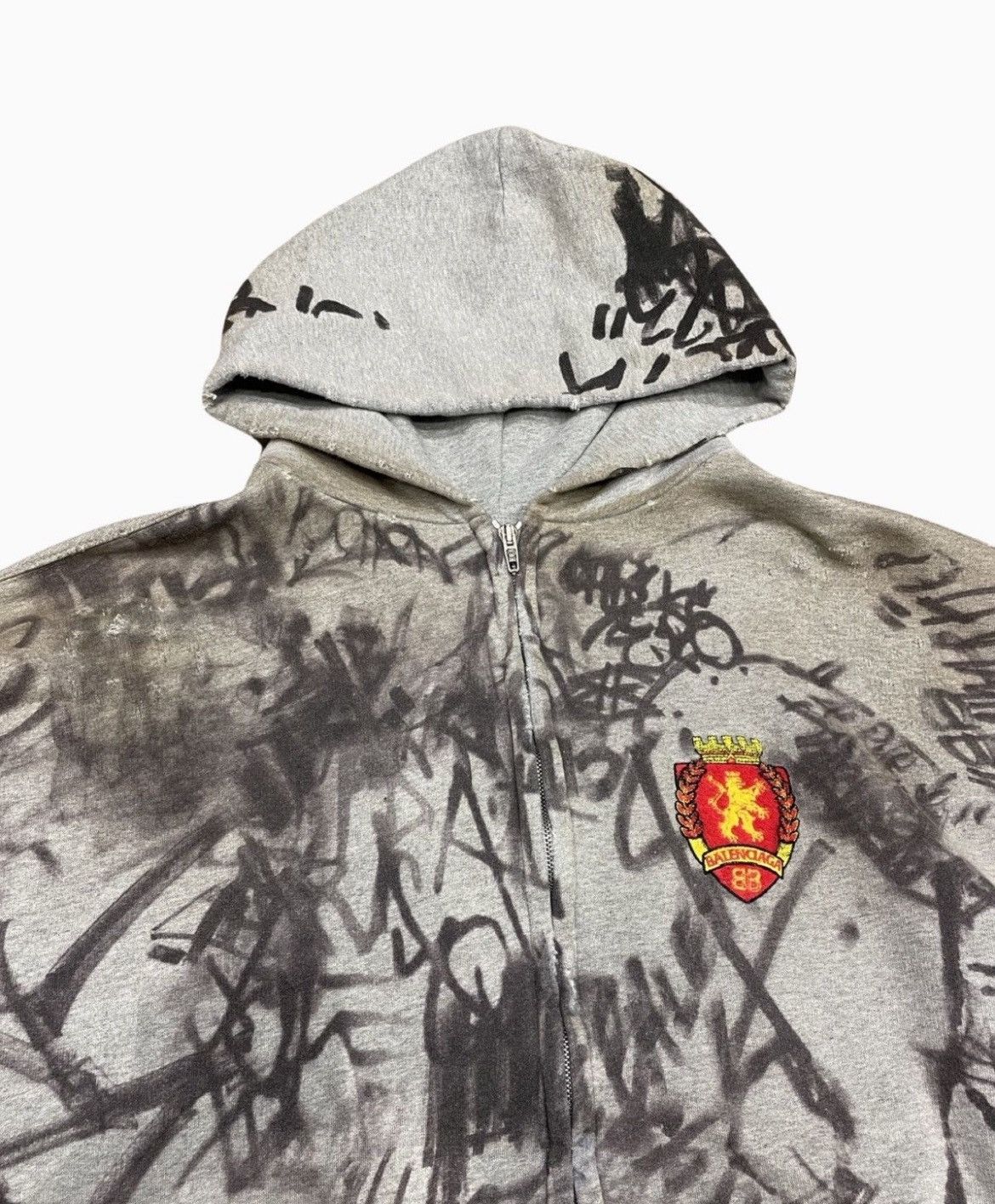 Balenciaga SS23 Balenciaga Skater Graffiti Distressed Zip Up Hoodie Size US M / EU 48-50 / 2 - 3 Thumbnail