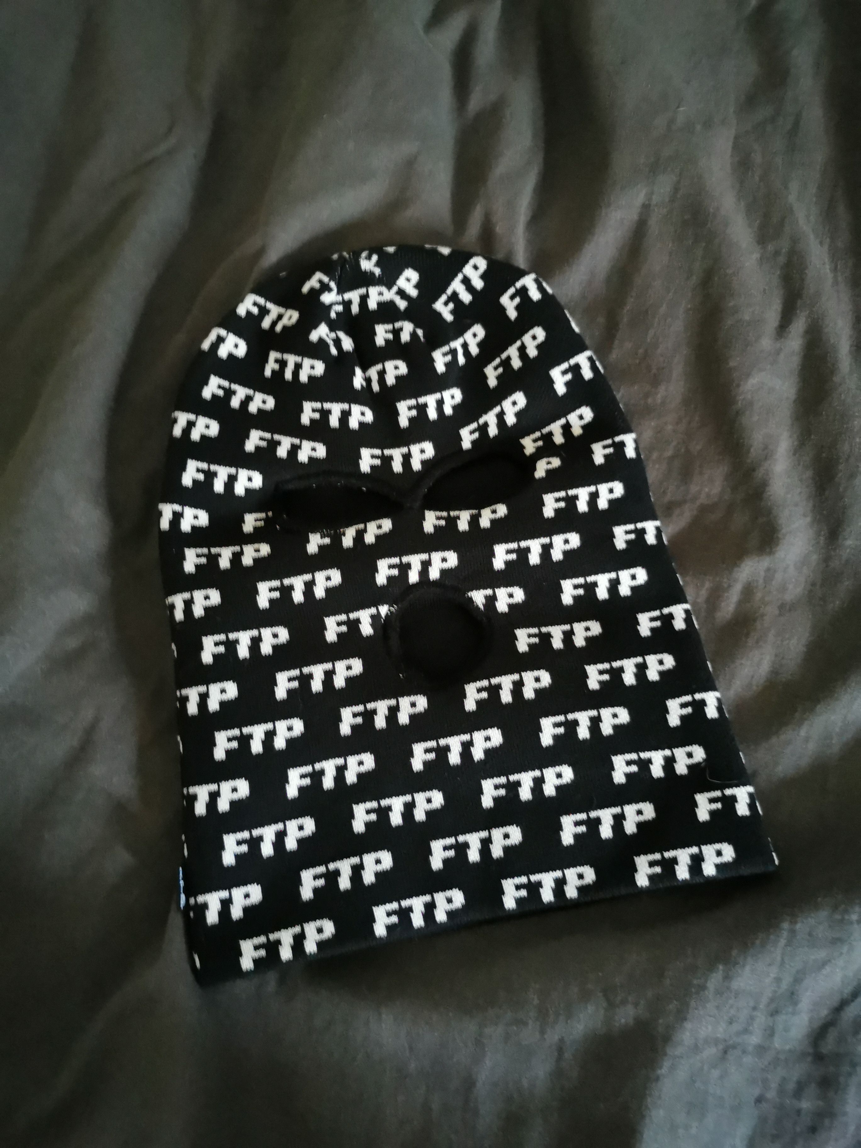 Fuck The Population FTP allover logo ski mask black | Grailed