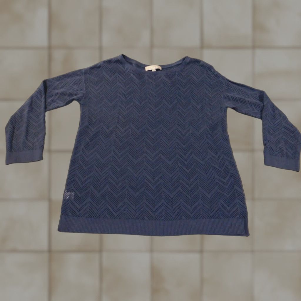 Loft LOFT Sweater Pullover Long Sleeve Crew Neck Women Regular Cotton Knit Blue L Modern Design Stretch Crewneck Casual Size L / US 10 / IT 46 - 1 Thumbnail