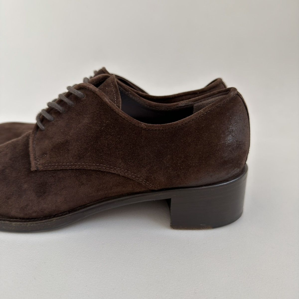 Prada Brown Suede Burnished Tips Shoes Size US 7 / IT 37 - 6 Thumbnail