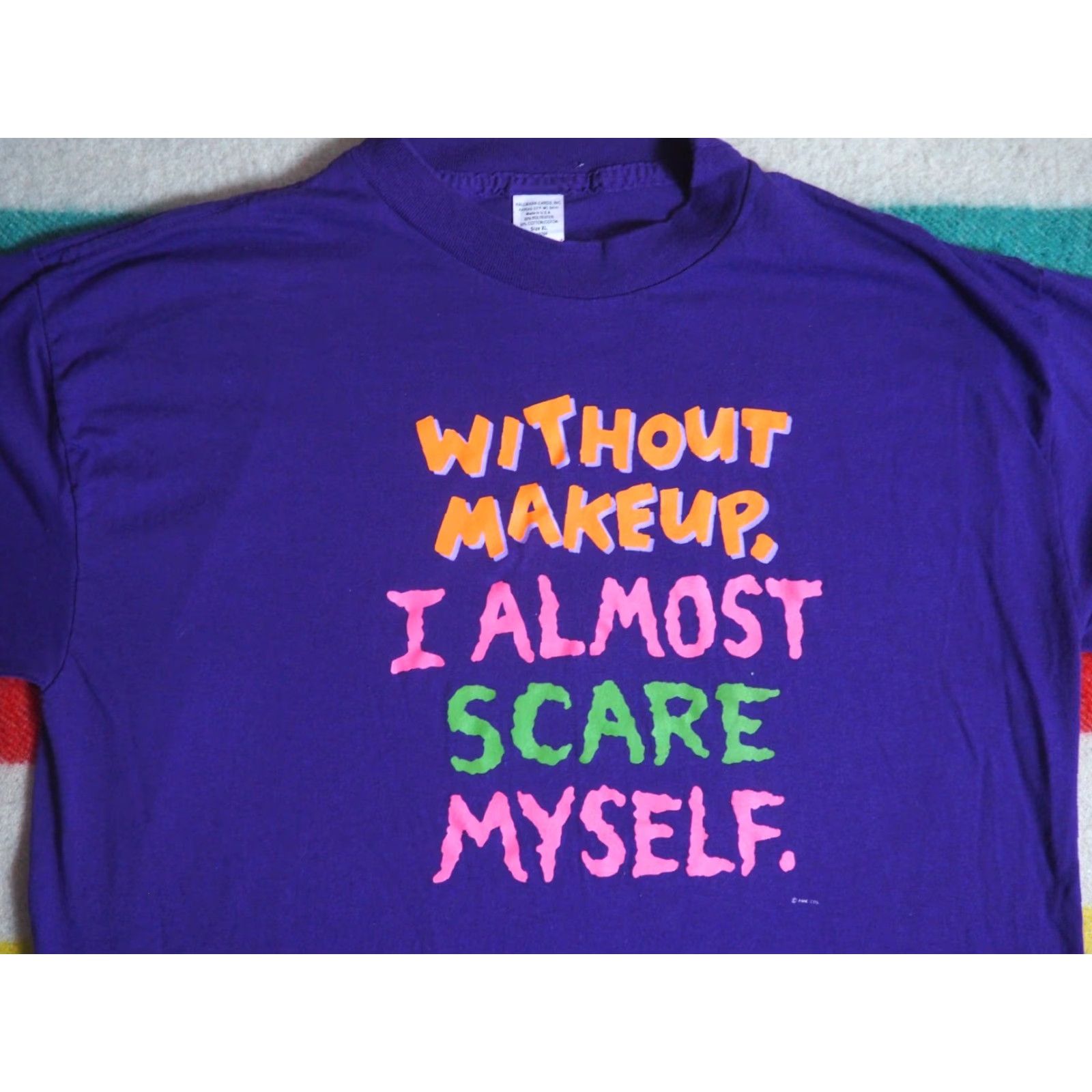 Vintage VTG Hallmark T-Shirt Shirt 50/50 Purple Tee Unisex L 80s 90s Text Joke Humor Makeup Funny Graphic Tee Size US L / EU 52-54 / 3 - 3 Thumbnail
