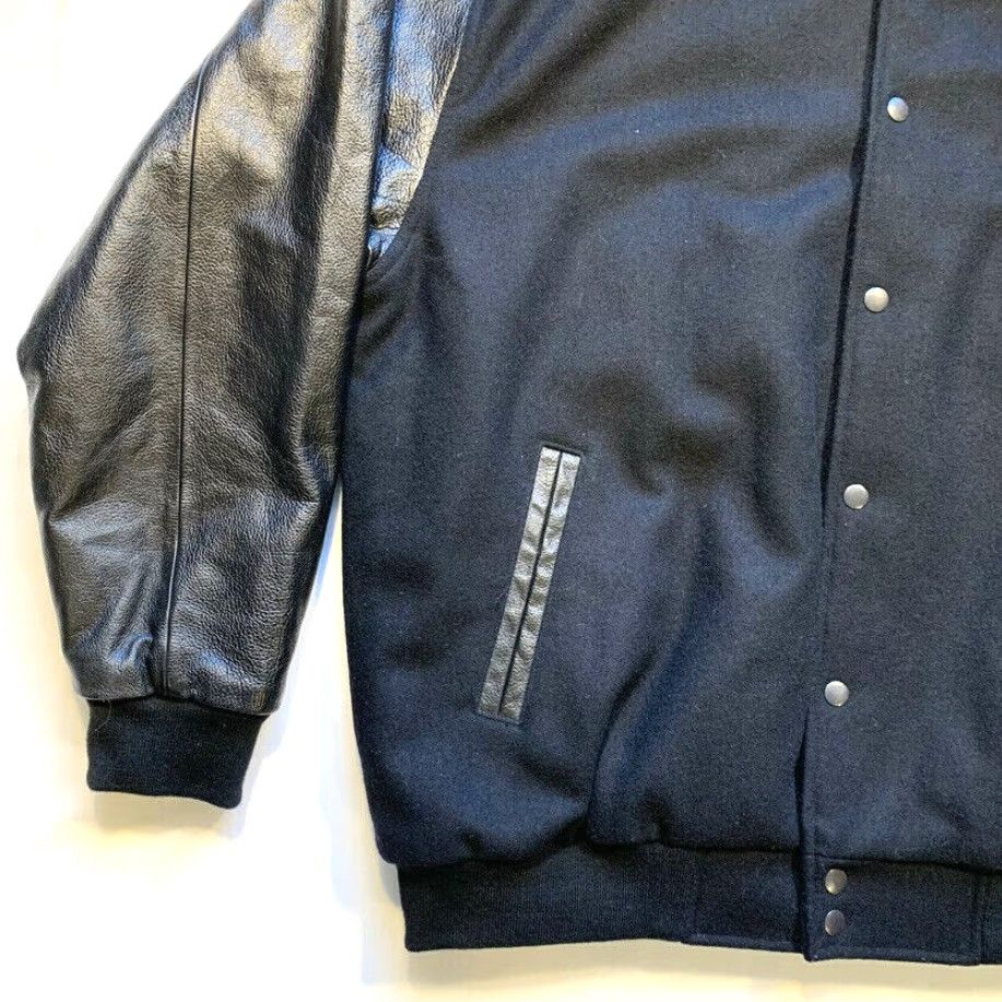 Lee VINTAGE Lee Sport Rams Wool Leather Bomber Varsity Jacket Snap XL Men's Black Wool 70%/30% Blend Rams Logo Leather Sleeves Varsity Jacket Size US XL / EU 56 / 4 - 7 Thumbnail