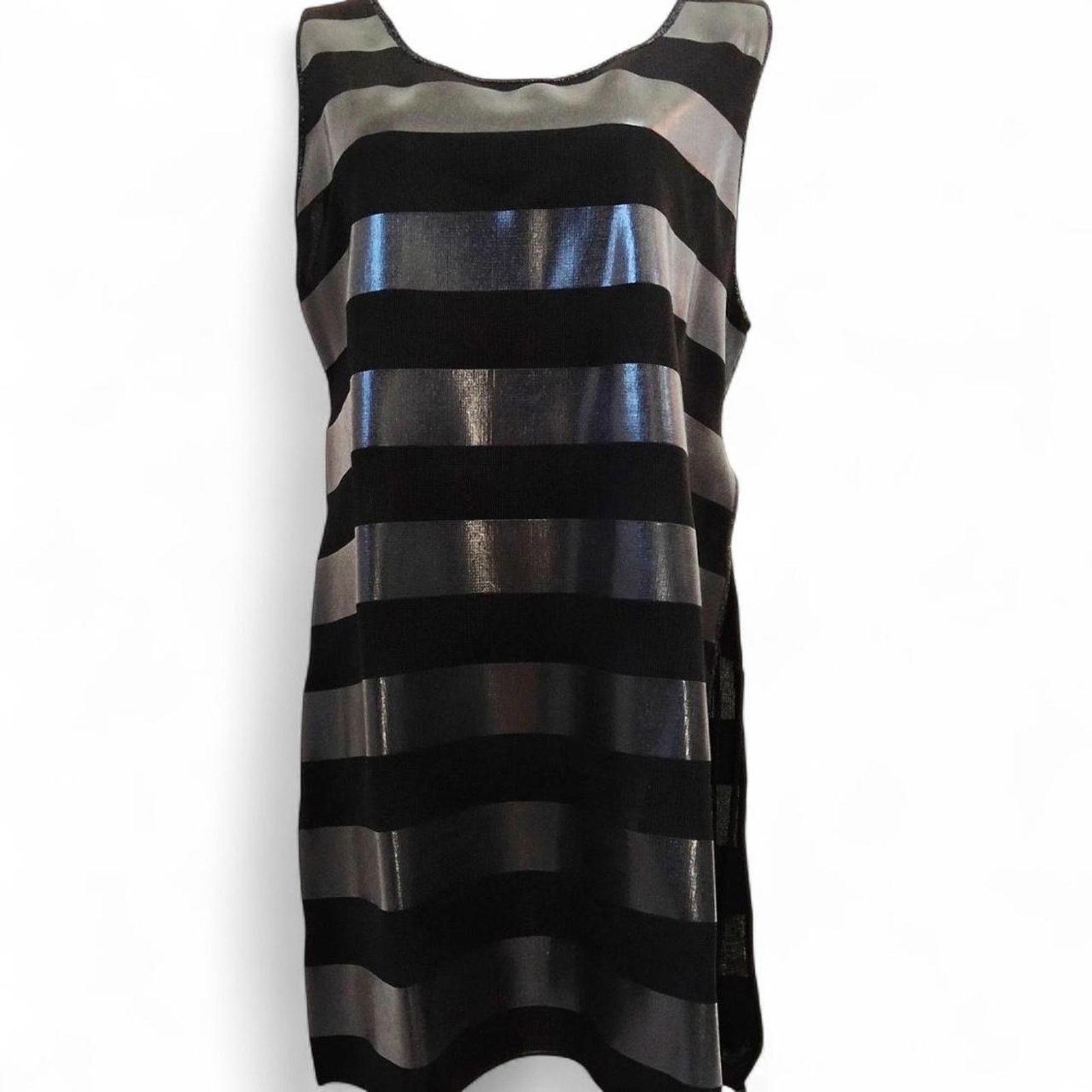 Fendi Fendi Black Faux Leather Striped Tank Mini Dress Top 48 14 Size XL / US 12-14 / IT 48-50 - 1 Thumbnail