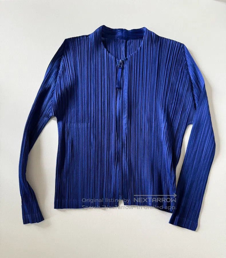 Issey Miyake Issey Miyake Blue Pleated Jacket Size L / US 10 / IT 46 - 2 Thumbnail