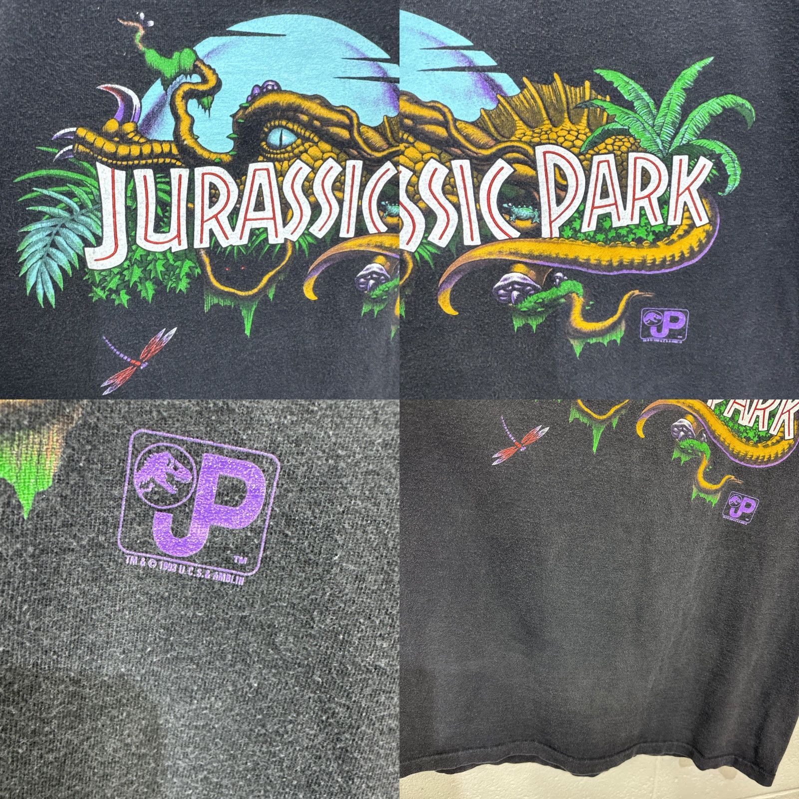 Hanes Vintage Jurassic Park 1993 Movie Promo T-Shirt Large Unisex 90s Graphic Tee Black Cotton Size US L / EU 52-54 / 3 - 8 Thumbnail