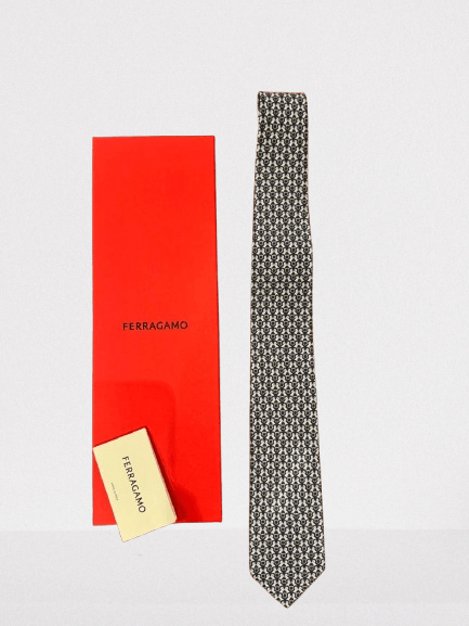 Salvatore Ferragamo o1s1rm1024 Size: OS / Silk Tie in Black/White Size ONE SIZE - 1 Preview